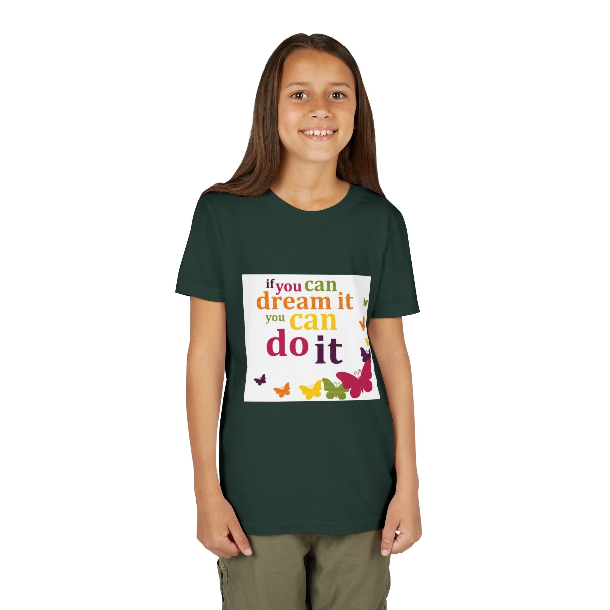 Youth Tee – "If You Can Dream It You Can Do It" Colorful Butterfly Inspirational Shirt