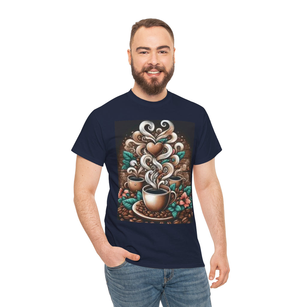 Coffee Cup T-Shirt — Whimsical Steaming Heart Coffee Design