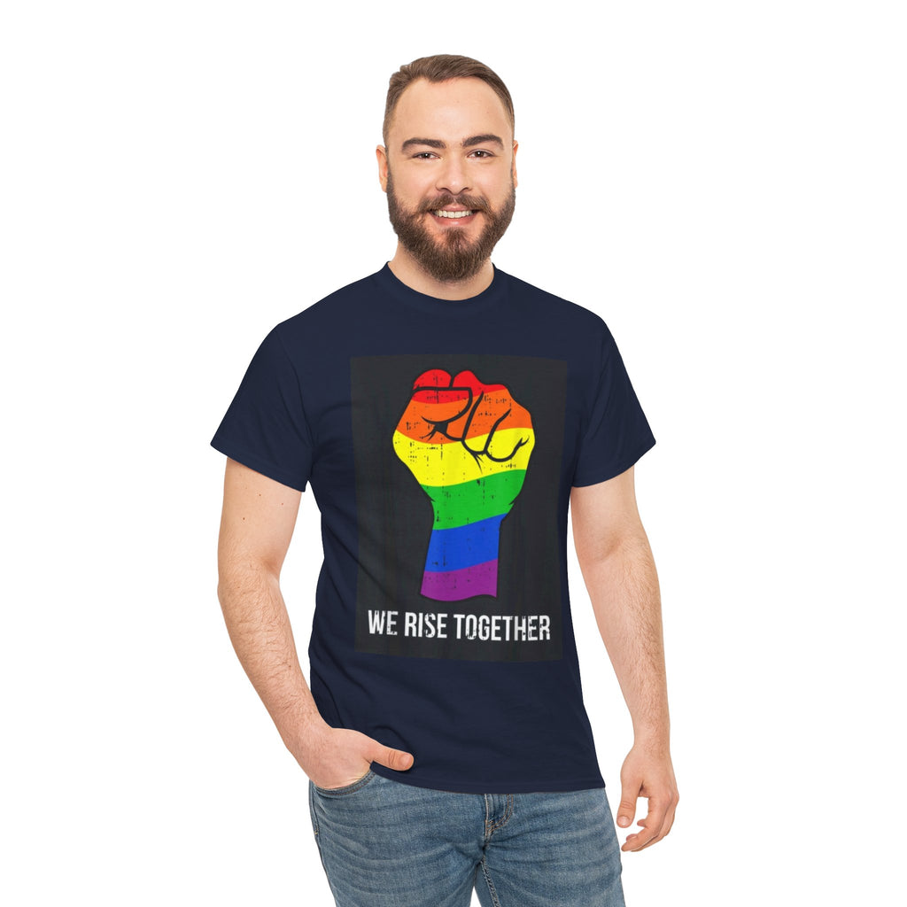 We Rise Together Rainbow Fist T-Shirt