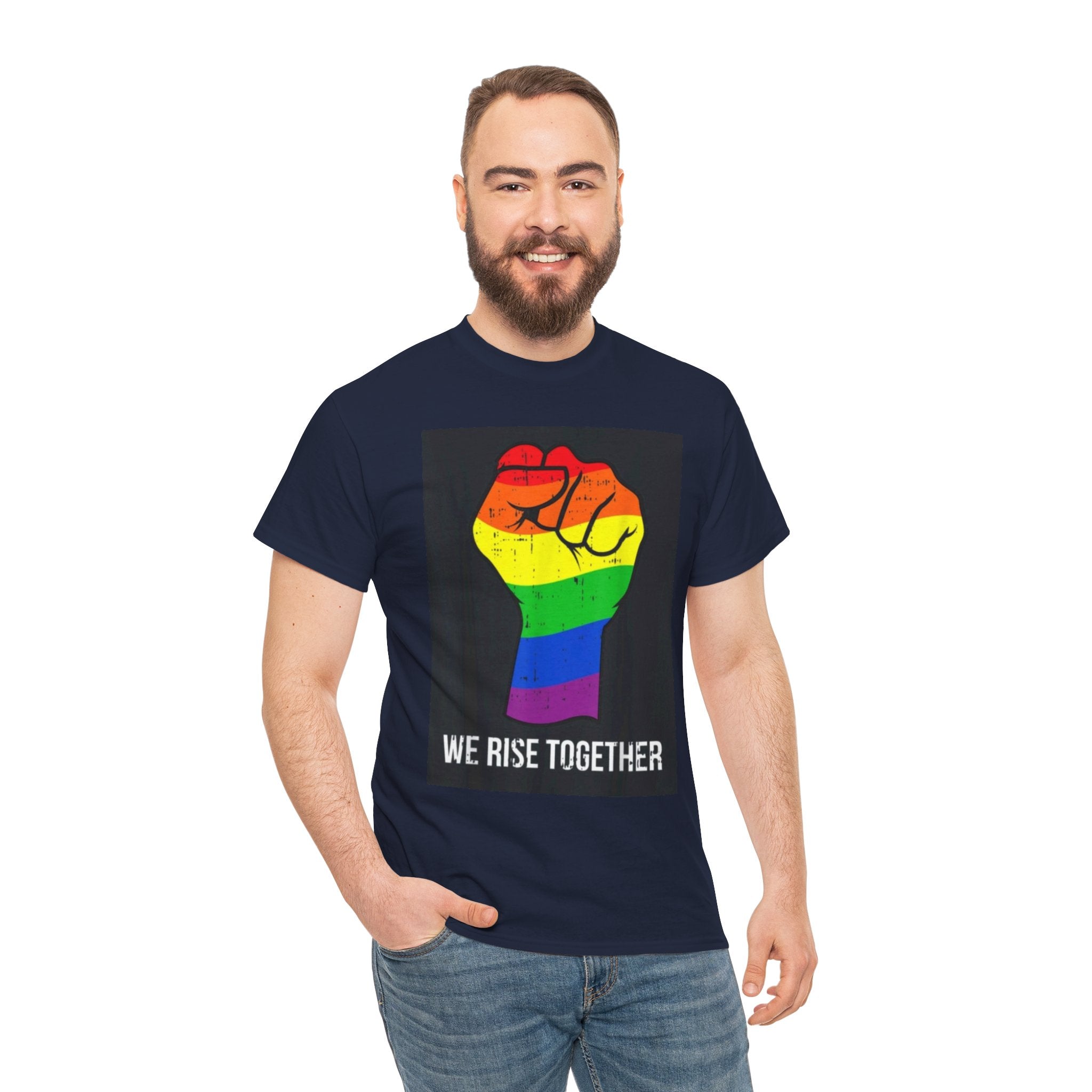 We Rise Together Rainbow Fist T-Shirt