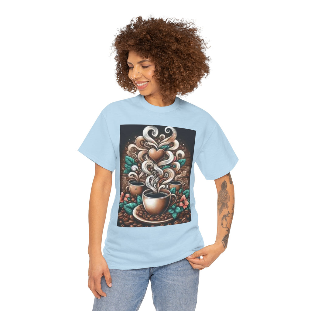 Coffee Cup T-Shirt — Whimsical Steaming Heart Coffee Design