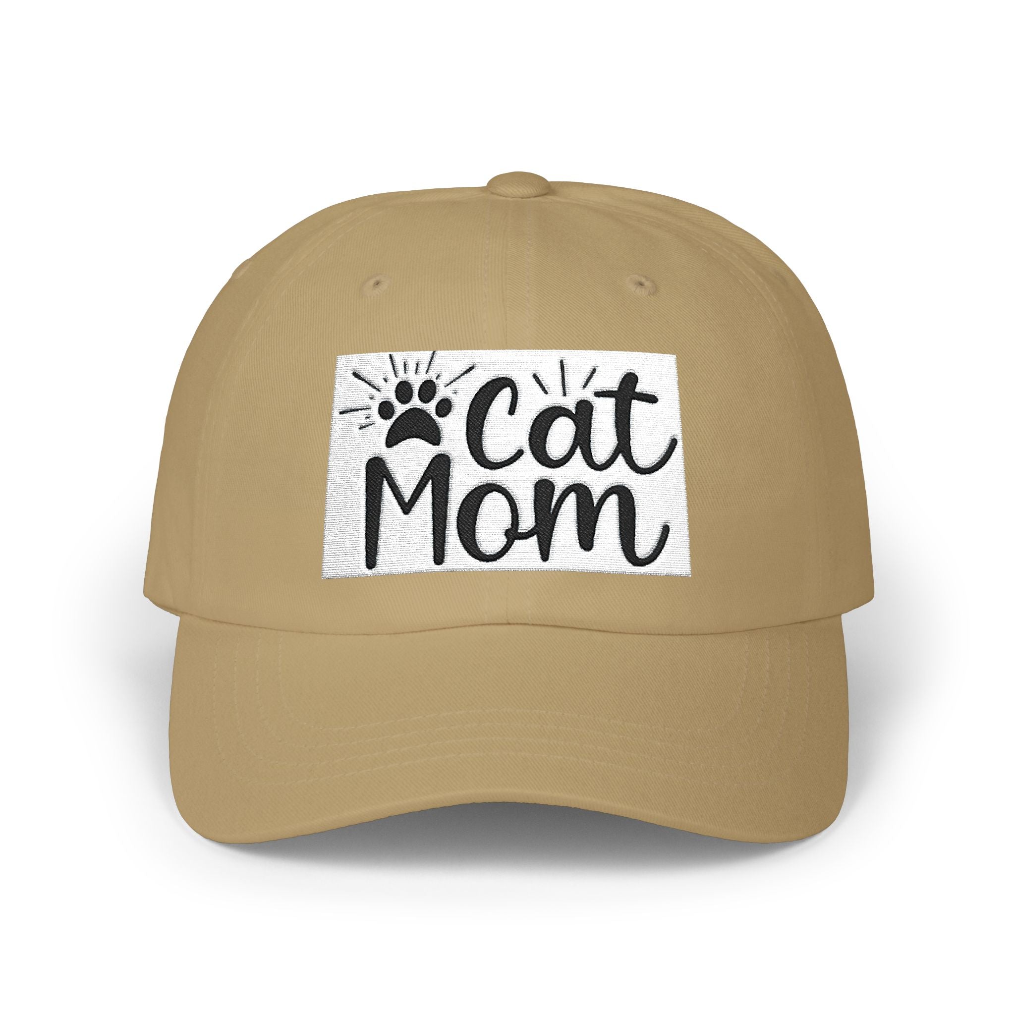 Cat Mom Dad Cap – White Embroidered Cat Mom Baseball Hat