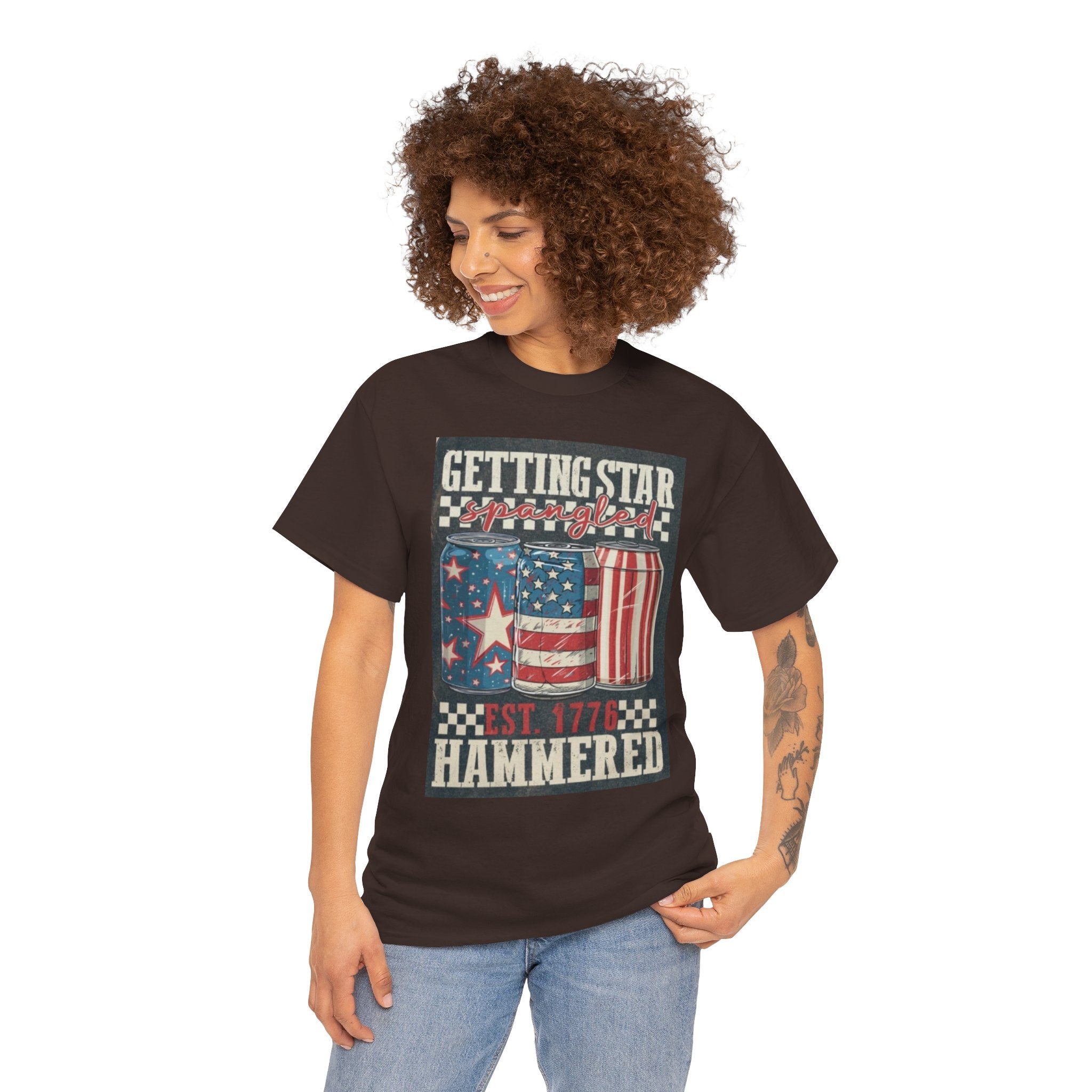 Getting Star Hammered Tee — Patriotic 4th of July Beer Can T-Shirt (Est. 1776)
