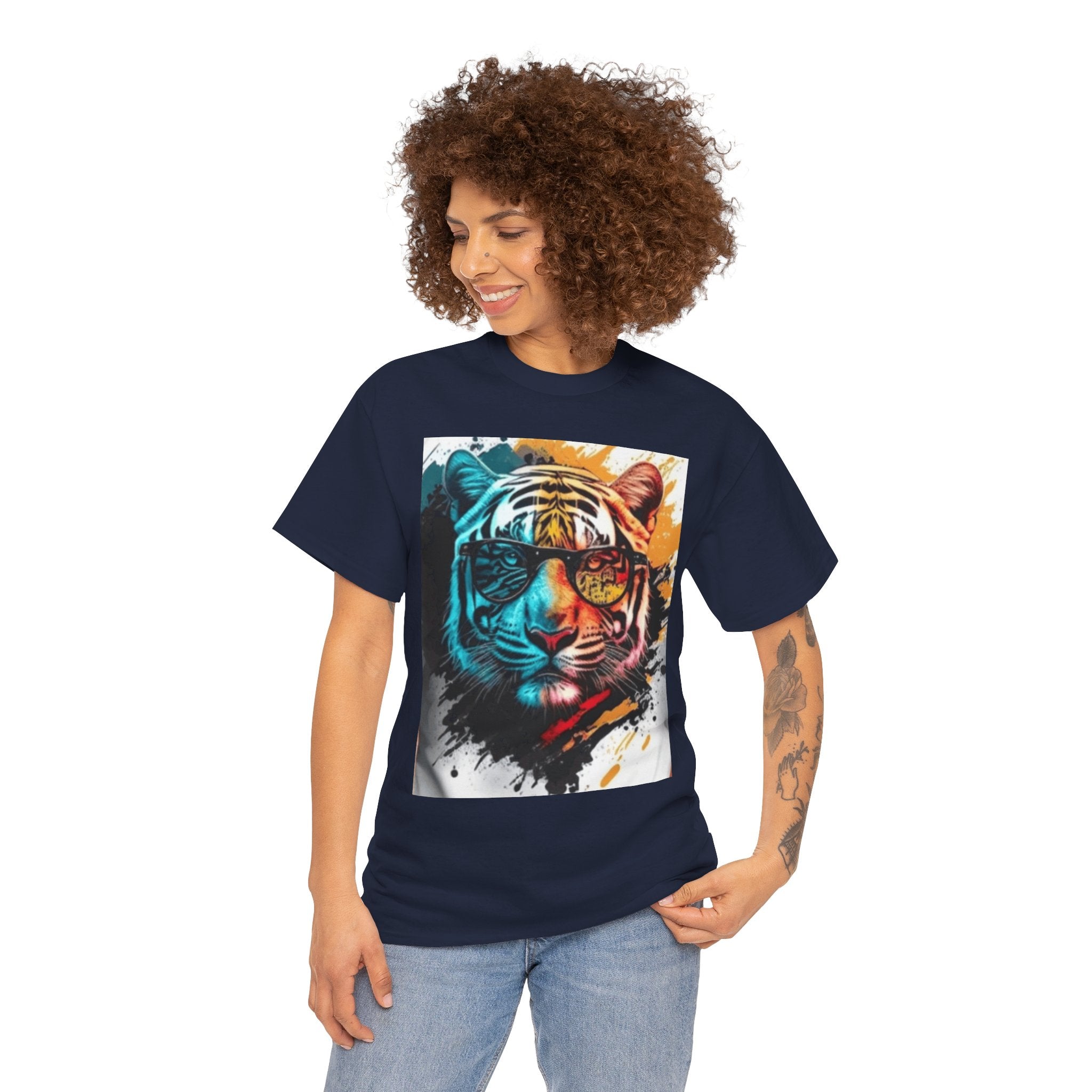 Tiger Portrait T-Shirt — Colorful Abstract Tiger Face Tee