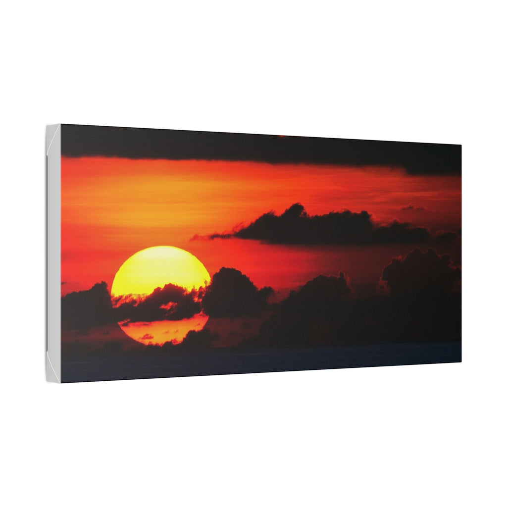 Sunset Ocean Canvas Print — Dramatic Red Sunset Wall Art