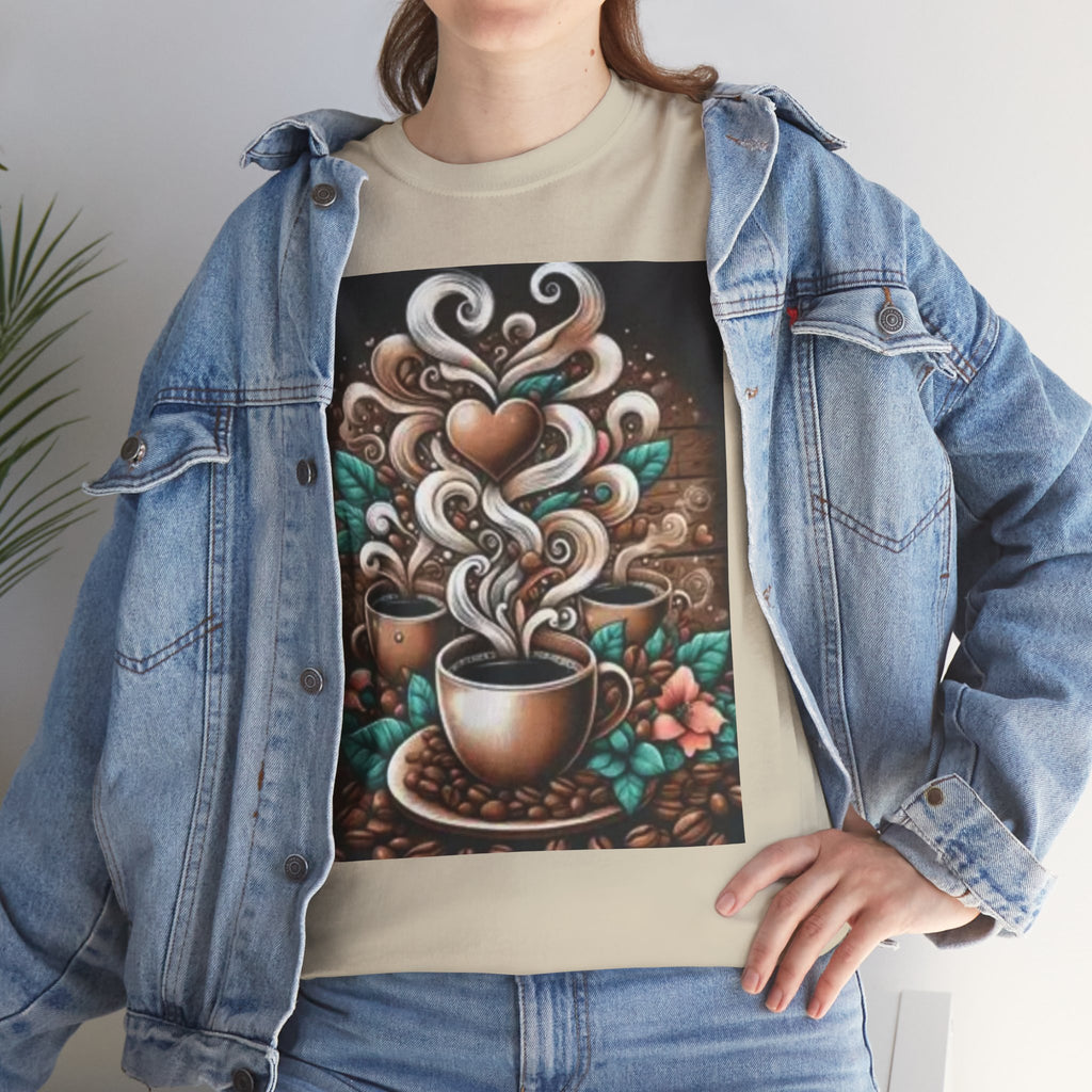 Coffee Cup T-Shirt — Whimsical Steaming Heart Coffee Design