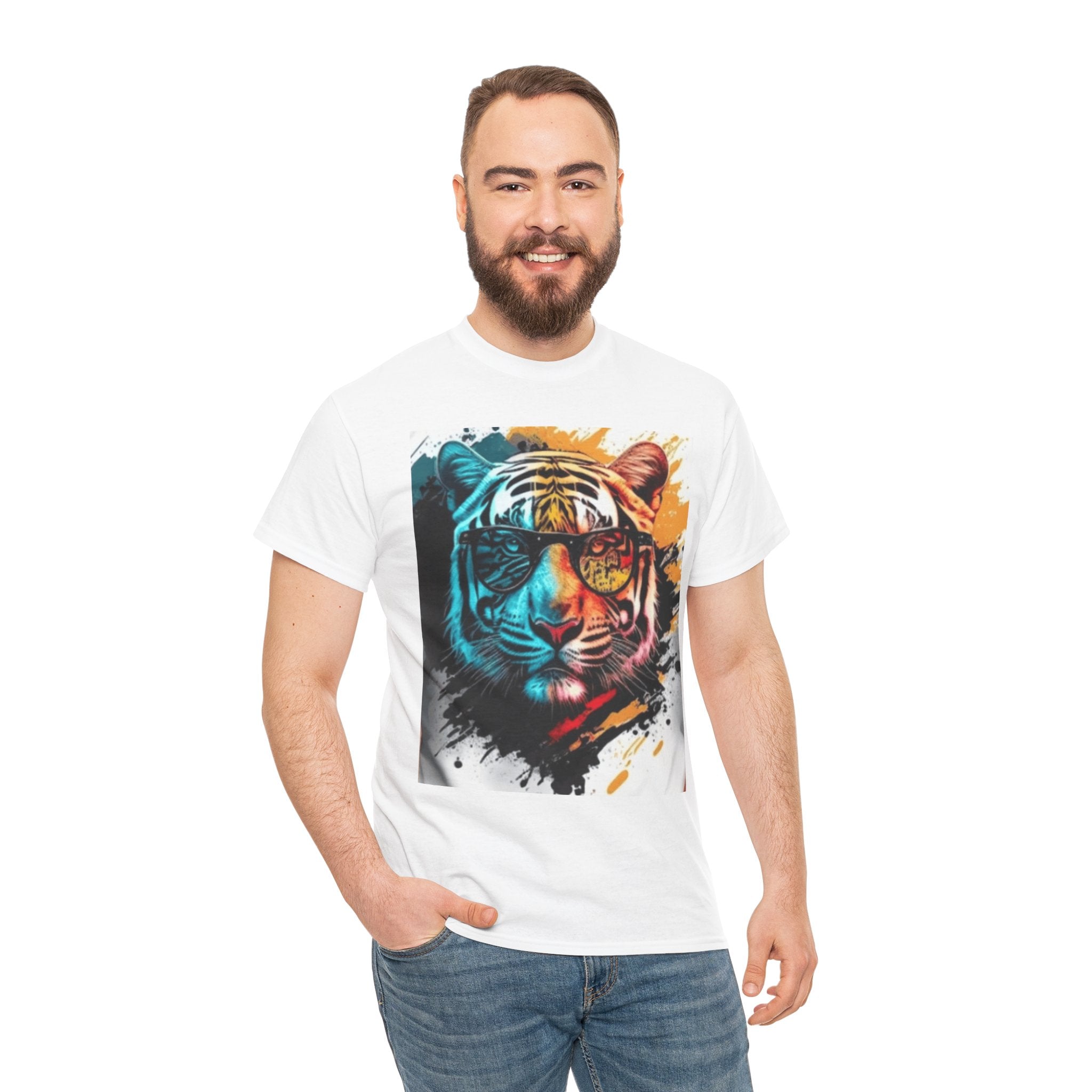Tiger Portrait T-Shirt — Colorful Abstract Tiger Face Tee