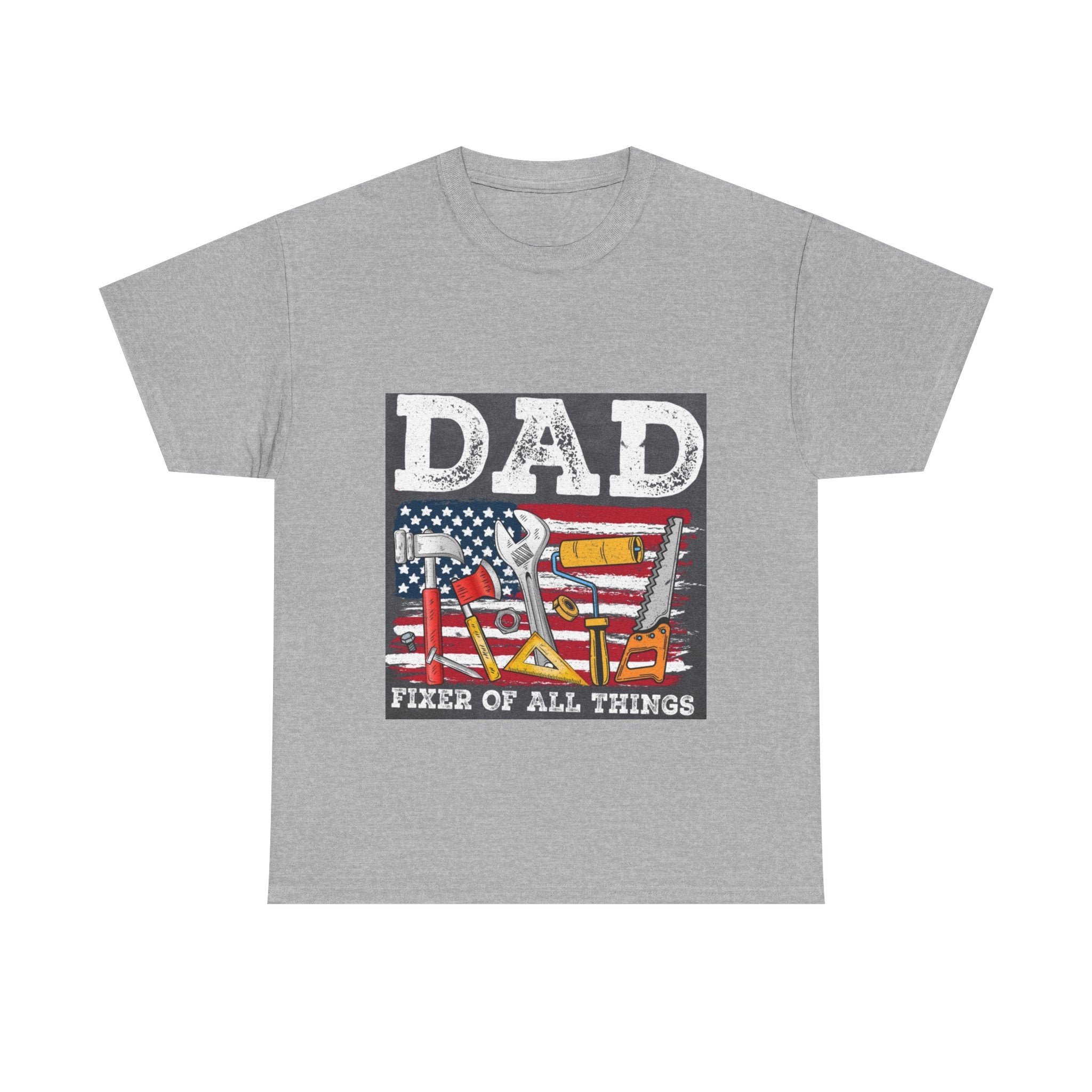 Dad Fixer Of All Things T-Shirt — American Flag Tool Graphic Tee for Fathers