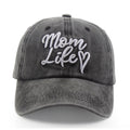 Mom Life Embroidered Baseball Cap,Washed Cotton Adjustable Hat For Women, Vintage Low Profile Sun Hat