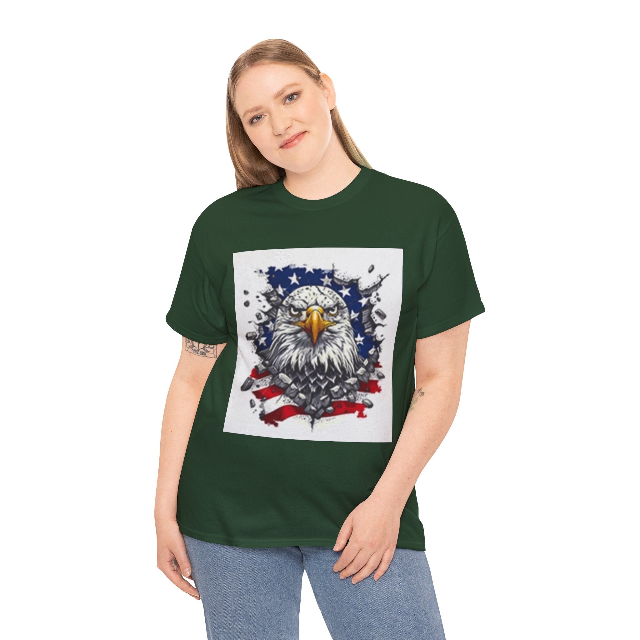 Eagle American Flag T-Shirt — Patriotic Bald Eagle Graphic Tee for 4th of July