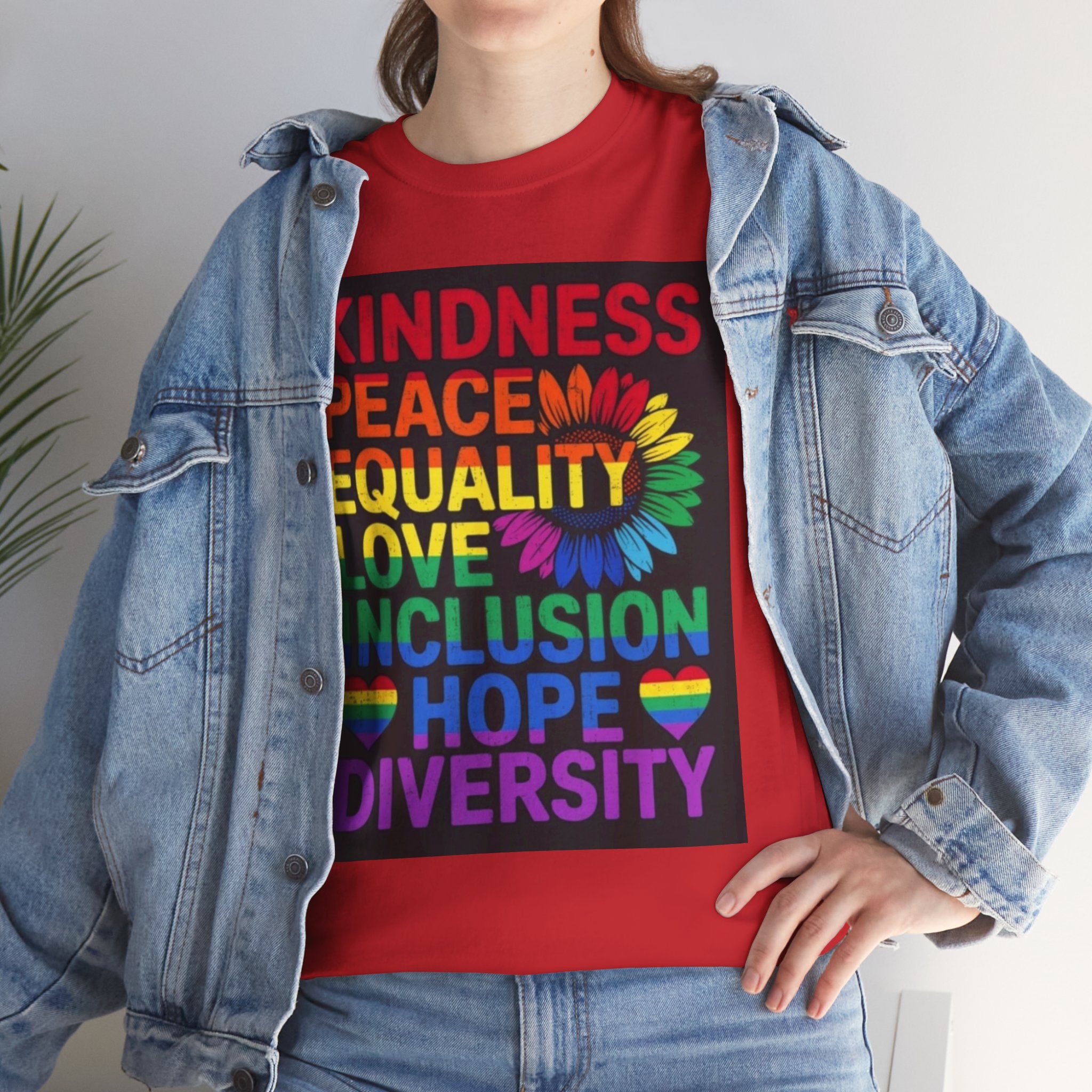 Kindness Peace Equality Rainbow T-Shirt — Pride Inclusion & Diversity Tee