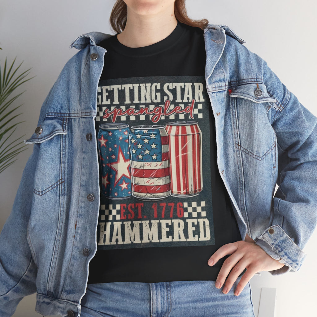 Getting Star Hammered Tee — Patriotic 4th of July Beer Can T-Shirt (Est. 1776)
