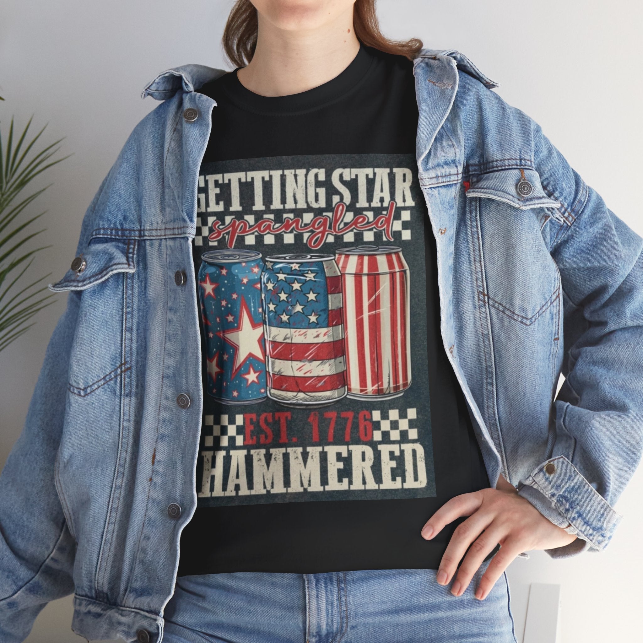 Getting Star Hammered Tee — Patriotic 4th of July Beer Can T-Shirt (Est. 1776)