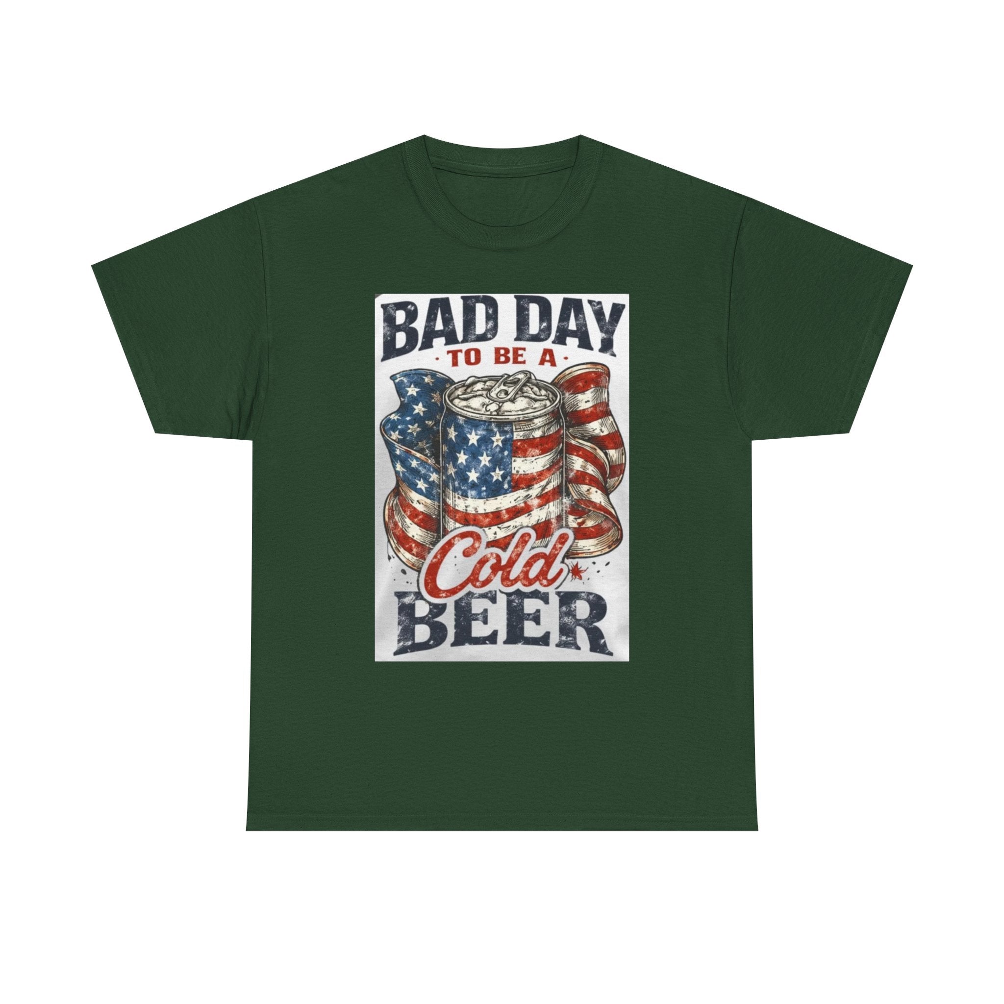 Bad Day to Be a Cold Beer T-Shirt — American Flag Beer Can Graphic Tee