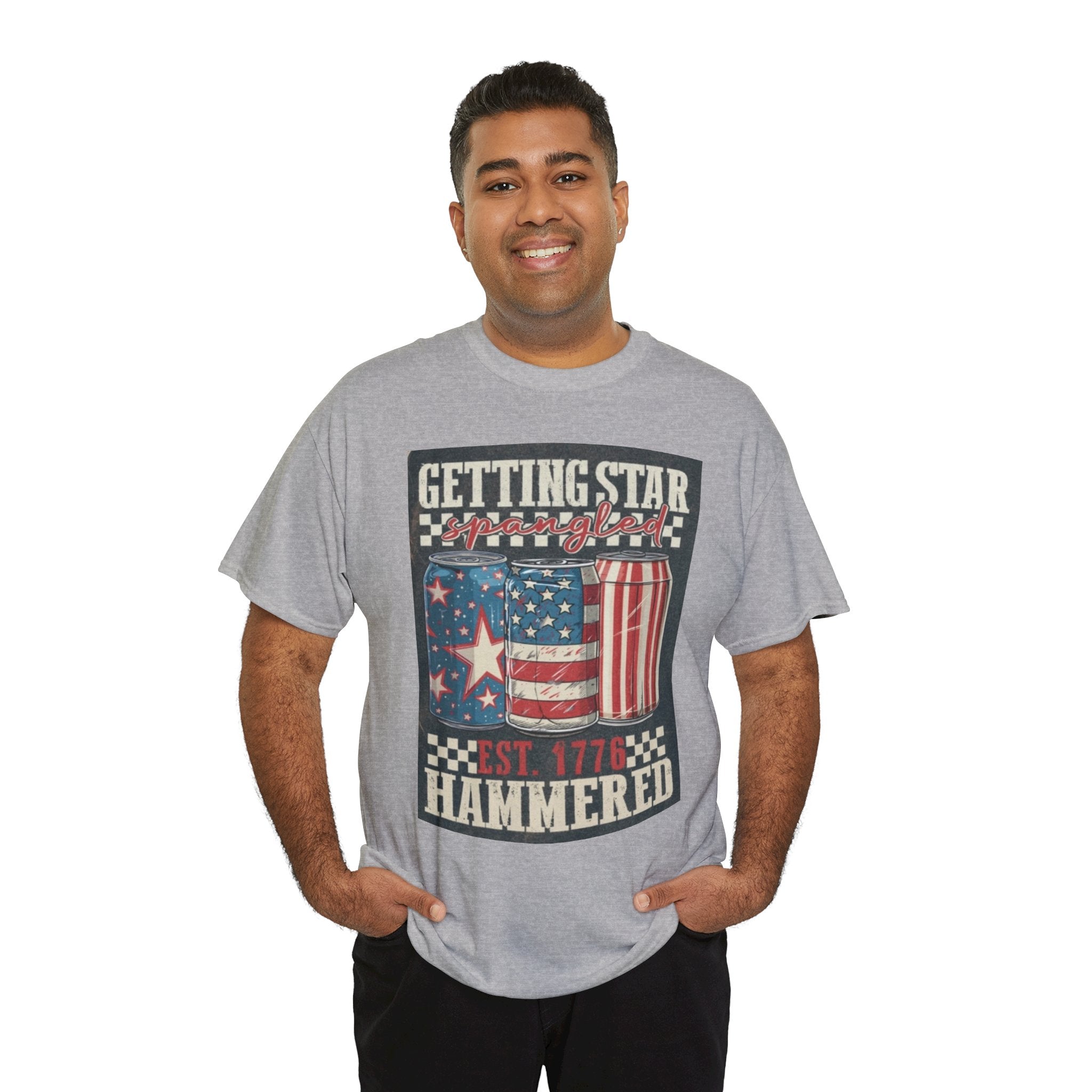 Getting Star Hammered Tee — Patriotic 4th of July Beer Can T-Shirt (Est. 1776)