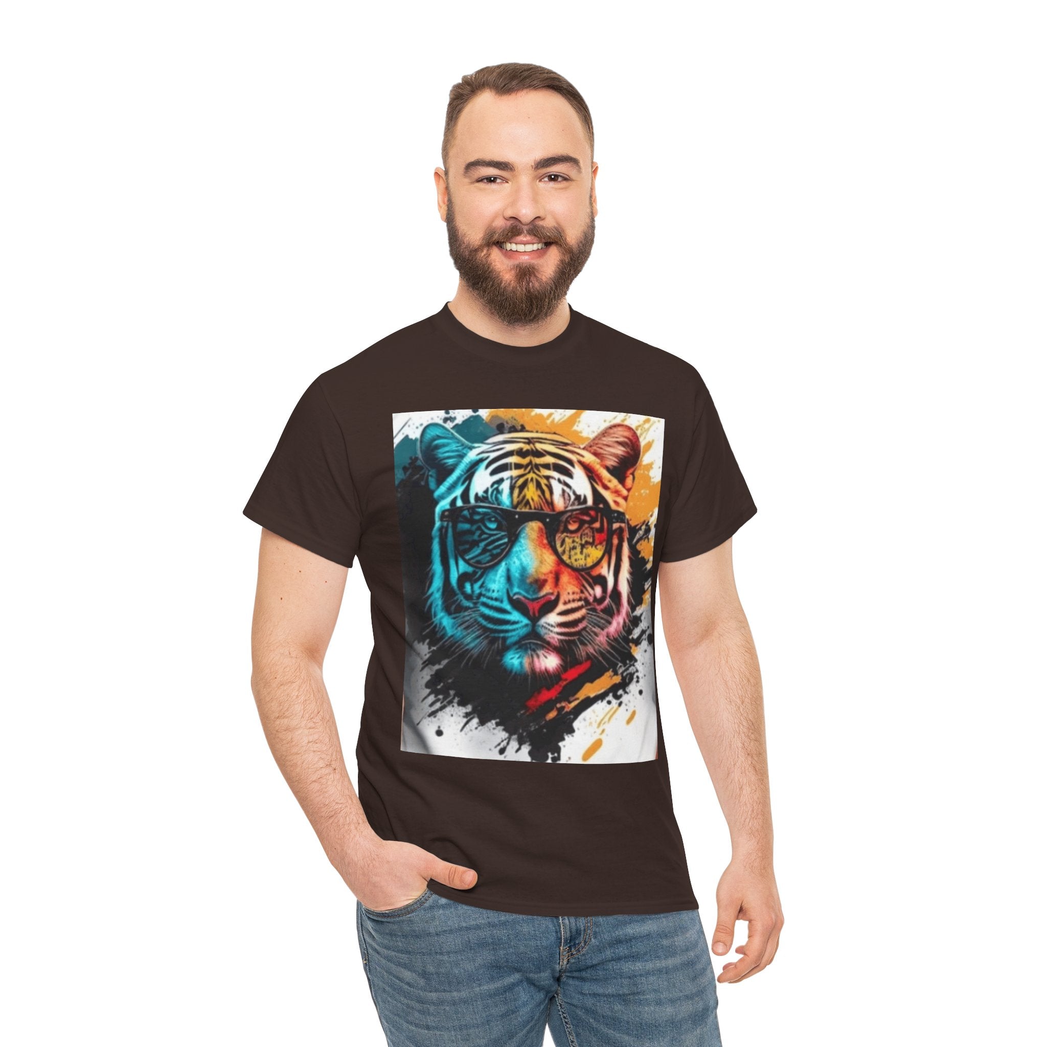Tiger Portrait T-Shirt — Colorful Abstract Tiger Face Tee