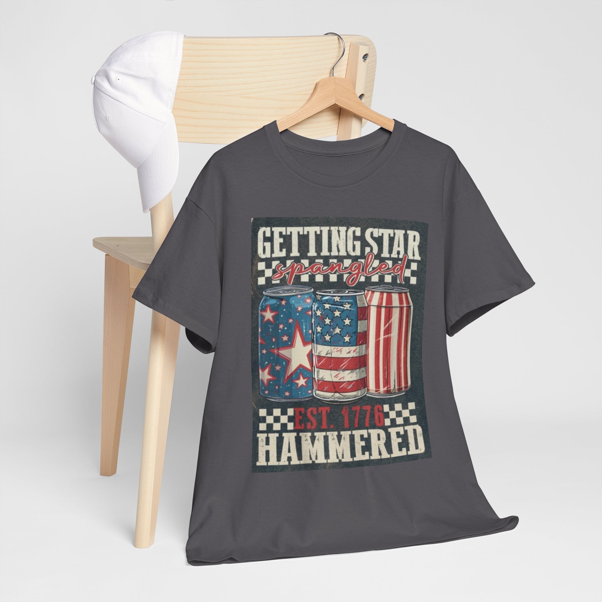 Getting Star Hammered Tee — Patriotic 4th of July Beer Can T-Shirt (Est. 1776)