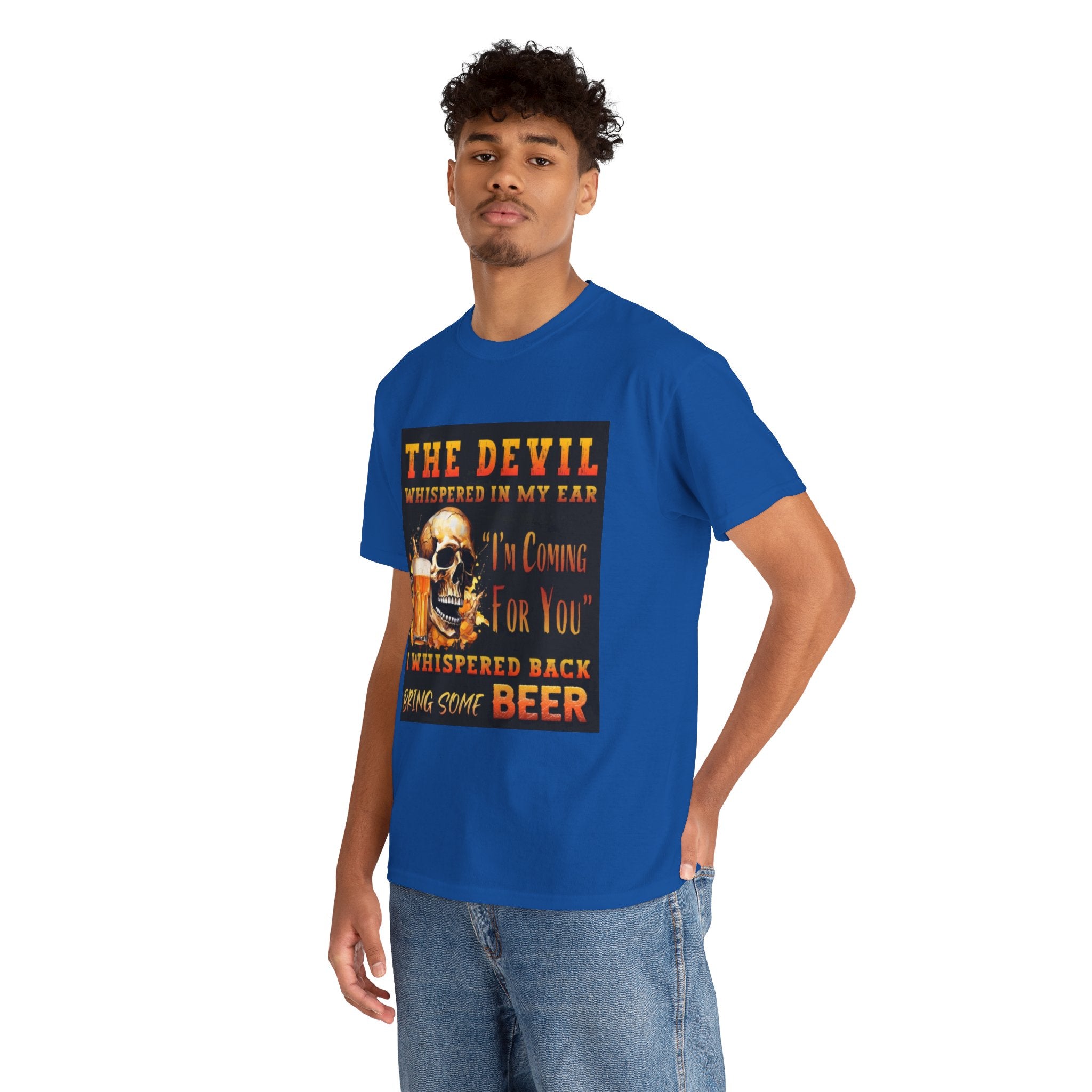 Devil Whispered T-Shirt — “I’m Coming For You” Skull Beer Graphic Tee