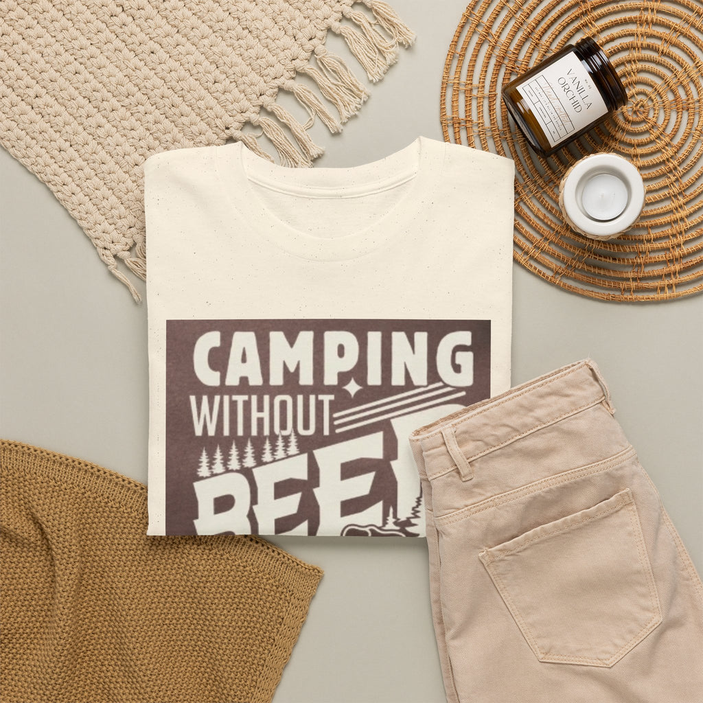 Camping Beer T-Shirt — "Camping Without Beer Is Just Sitting in the Woods" Outdoor Campfire Tee