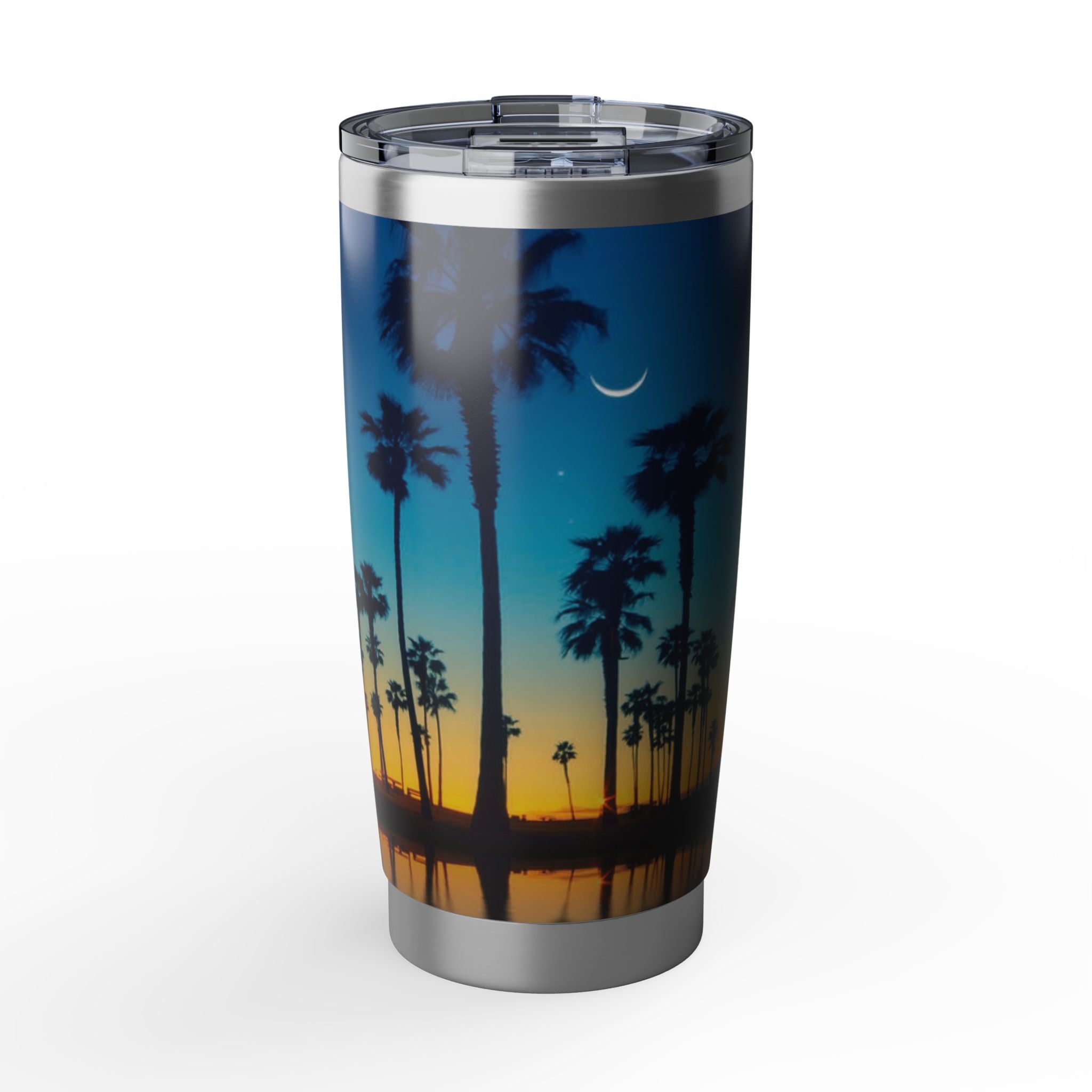 Sunset Palm Beach Tumbler — 20oz Insulated Travel Cup