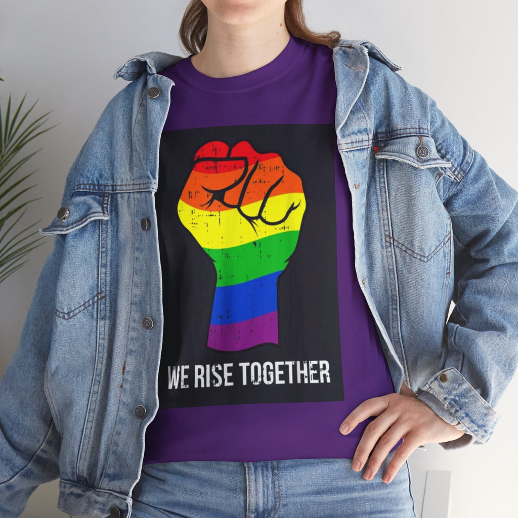 We Rise Together Rainbow Fist T-Shirt