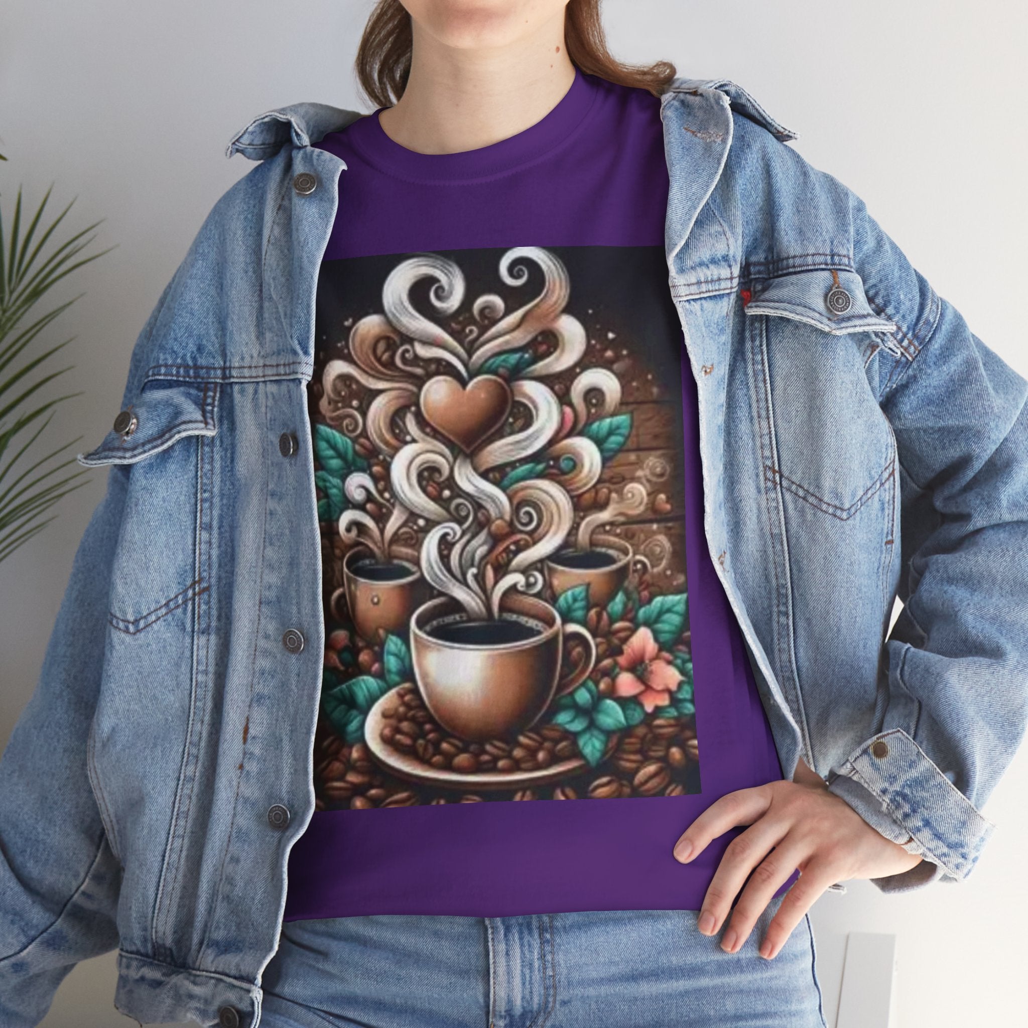 Coffee Cup T-Shirt — Whimsical Steaming Heart Coffee Design