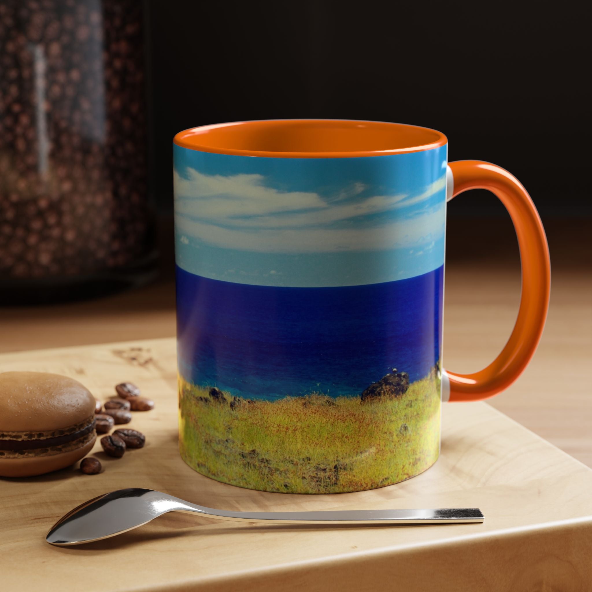 Coastal Landscape Accent Coffee Mug – Ocean View Beach Scene (11/15oz)