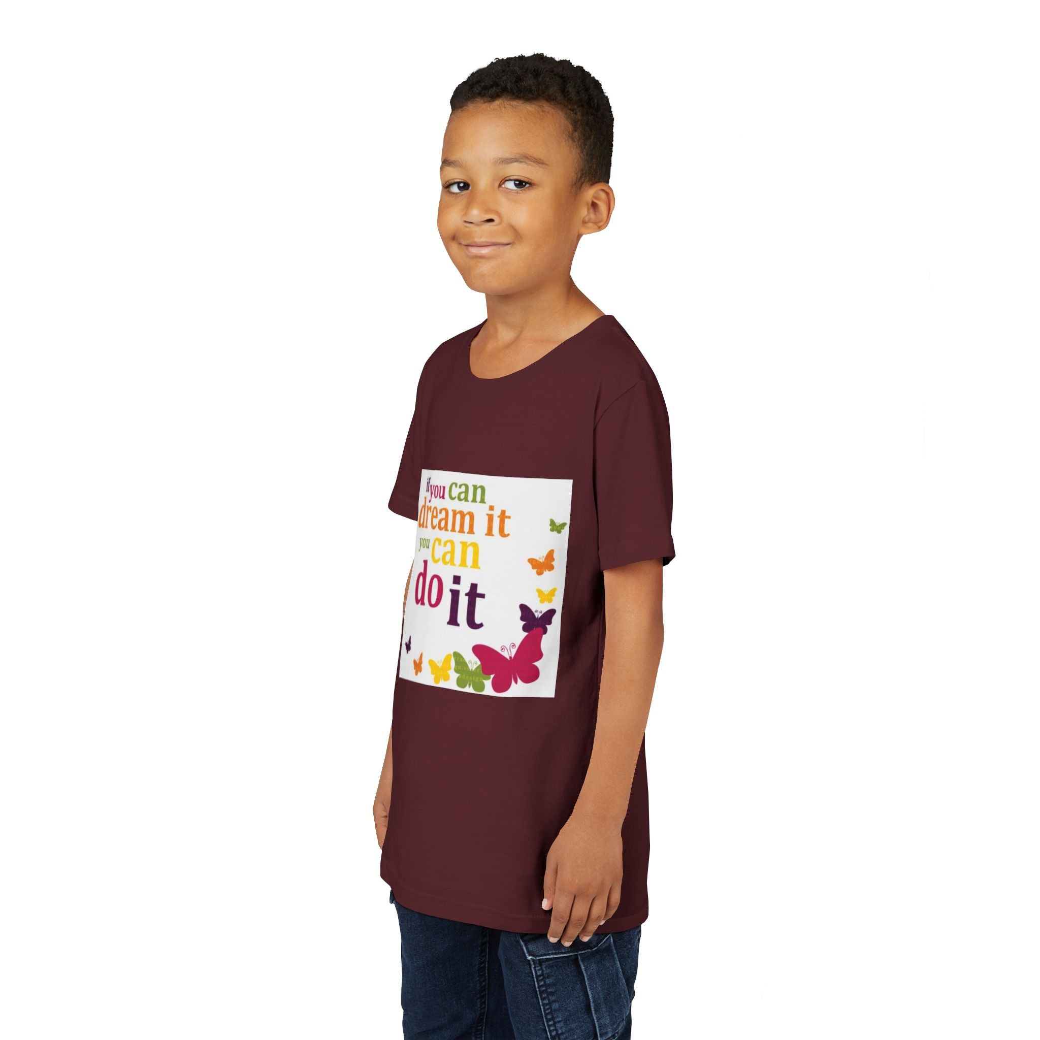 Youth Tee – "If You Can Dream It You Can Do It" Colorful Butterfly Inspirational Shirt