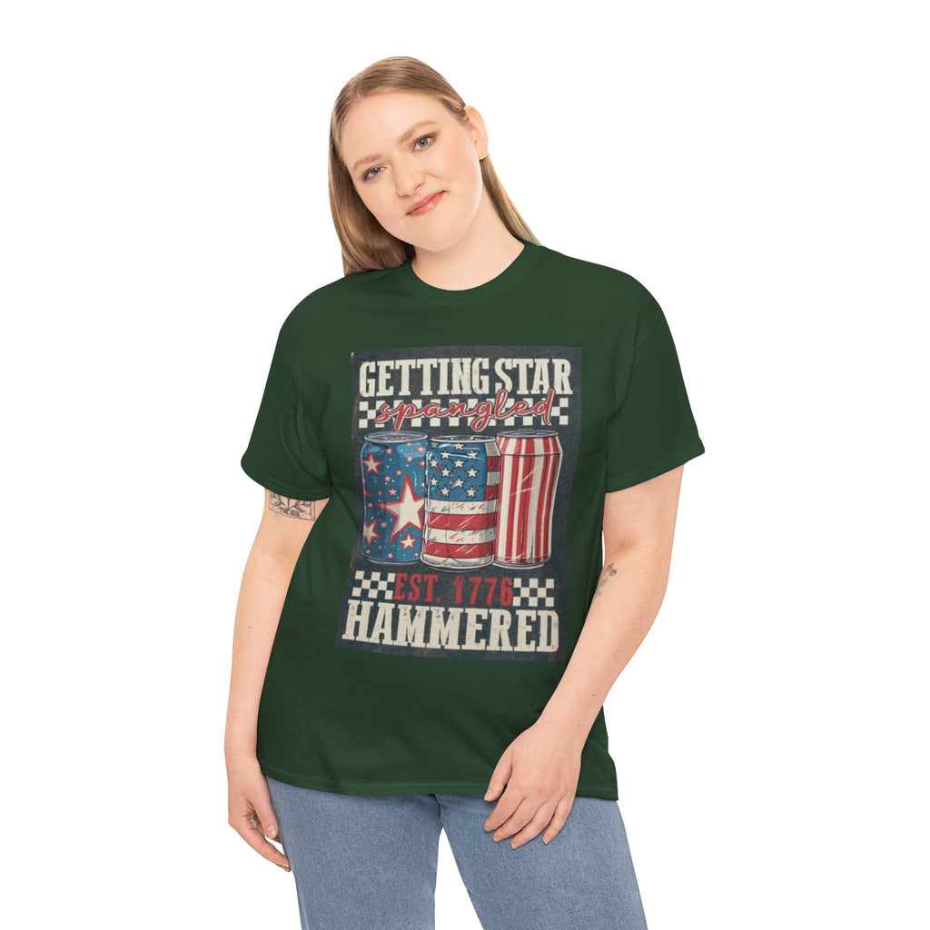Getting Star Hammered Tee — Patriotic 4th of July Beer Can T-Shirt (Est. 1776)