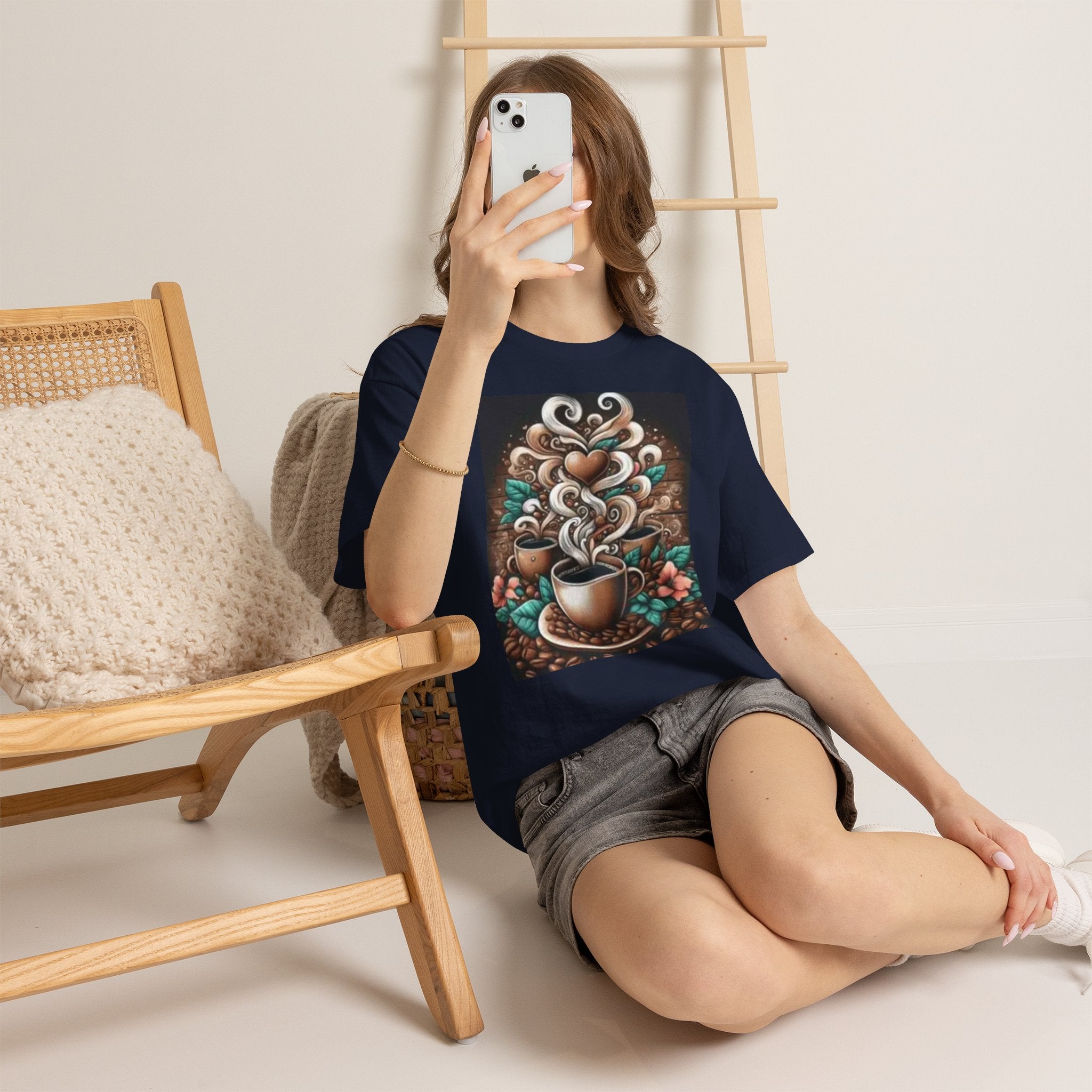 Coffee Cup T-Shirt — Whimsical Steaming Heart Coffee Design