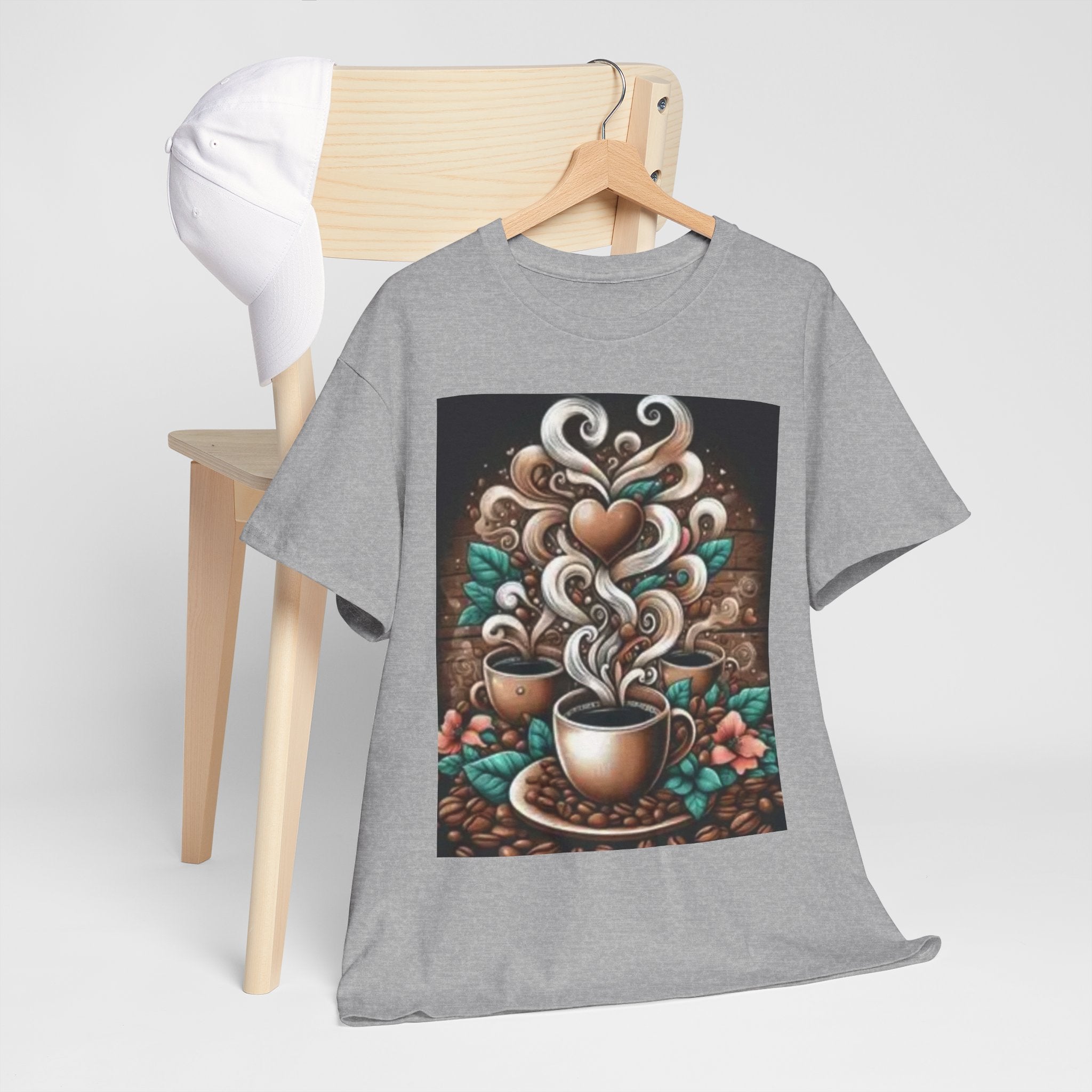 Coffee Cup T-Shirt — Whimsical Steaming Heart Coffee Design