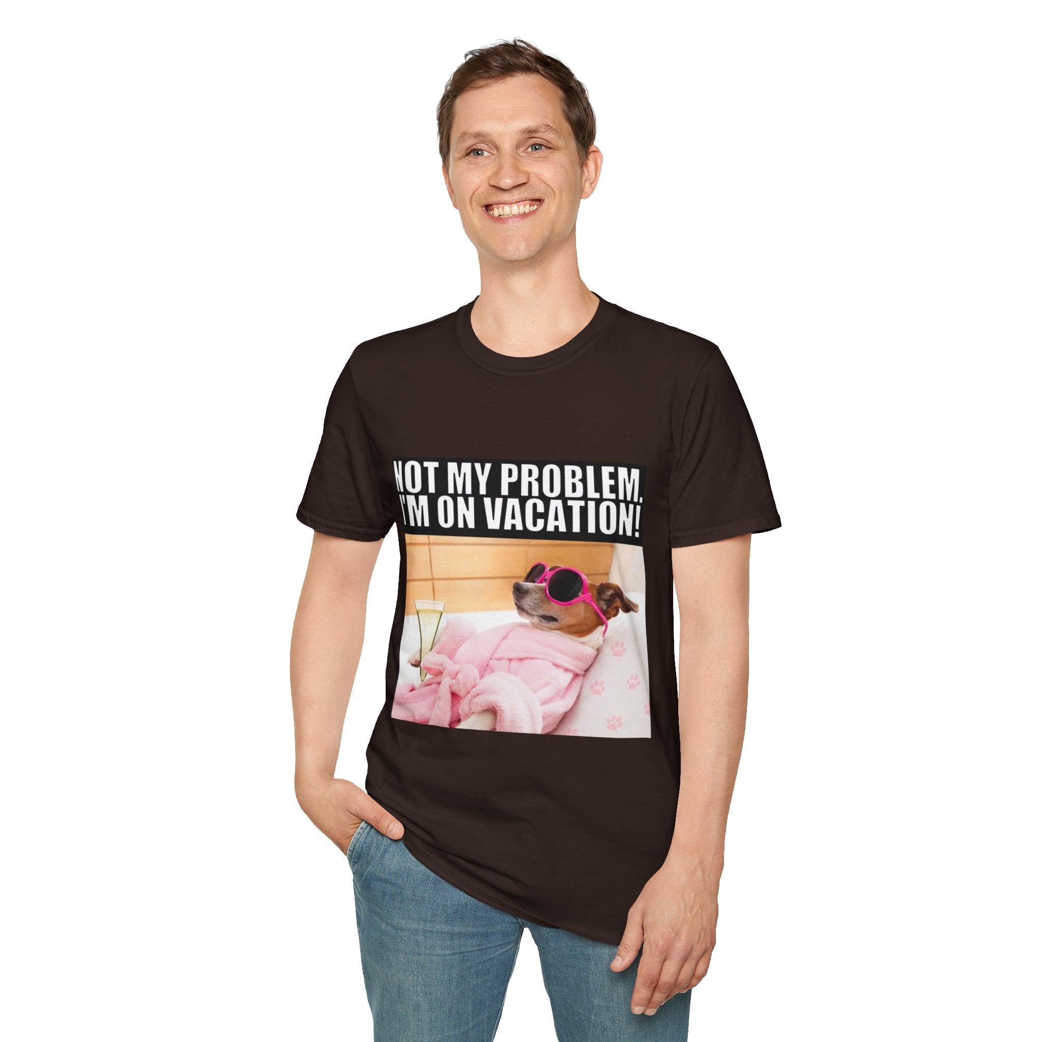Vacation Vibes T-Shirt — "Not My Problem, I'm On Vacation" Relaxed Dog Graphic Tee