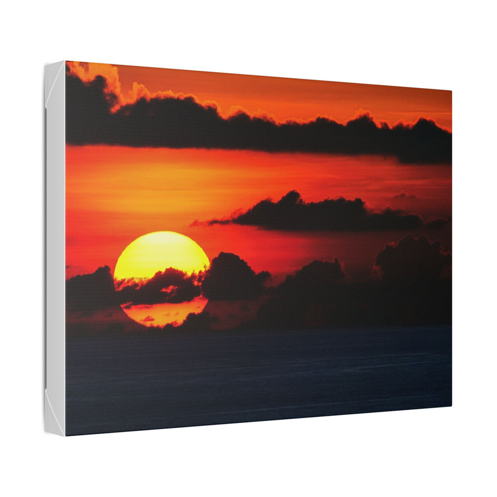 Sunset Ocean Canvas Print — Dramatic Red Sunset Wall Art