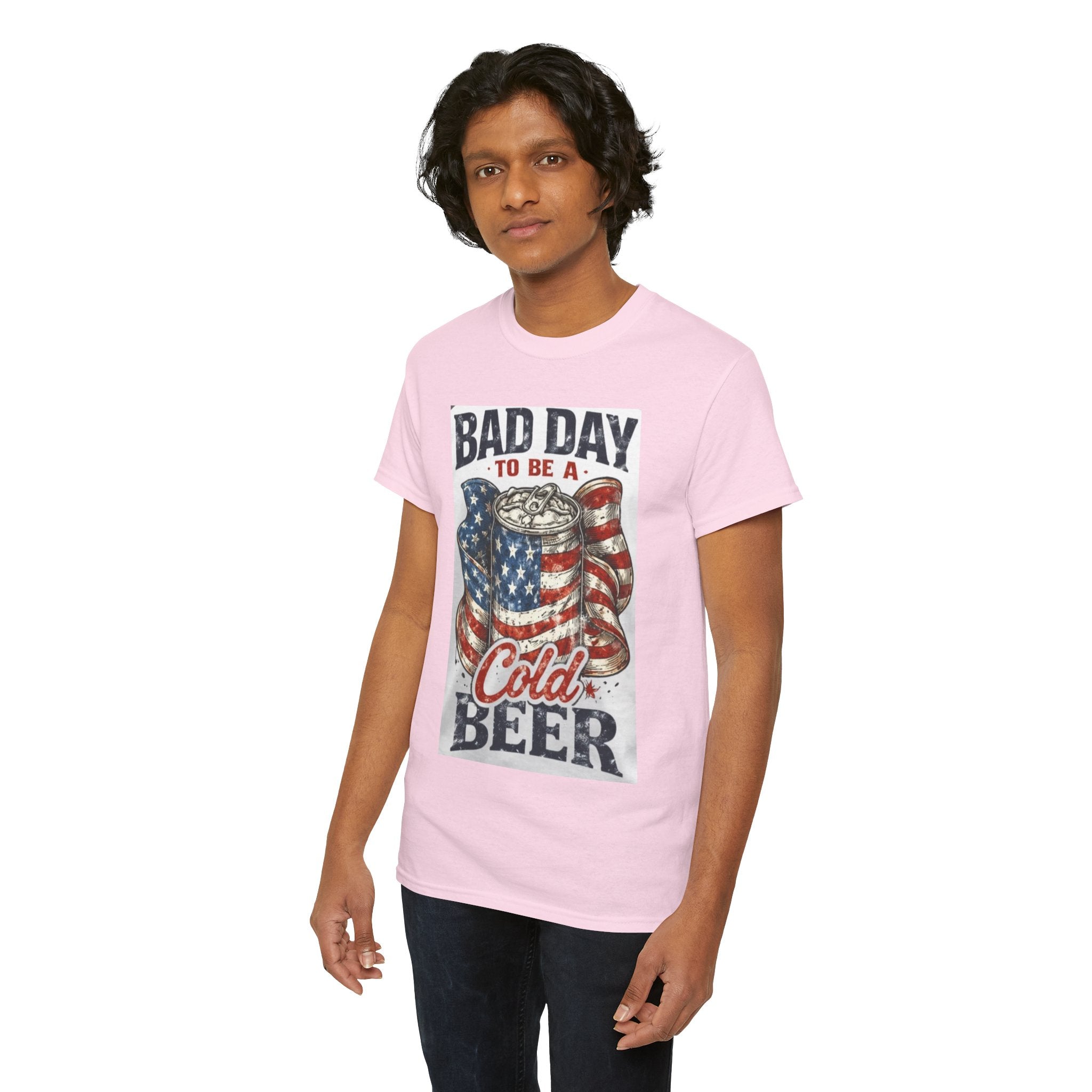 Bad Day to Be a Cold Beer T-Shirt — American Flag Beer Can Graphic Tee