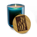 Engraved American Flag Soy Candle — 14oz Scented Candle with Bamboo Lid