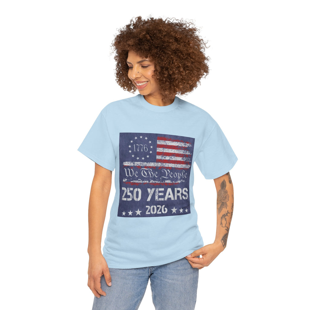 T-Shirt — Vintage 'We The People 250 Years 2026' Patriotic American Flag Tee