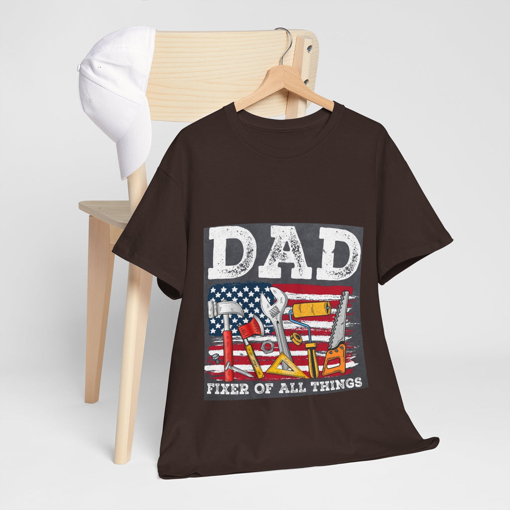 Dad Fixer Of All Things T-Shirt — American Flag Tool Graphic Tee for Fathers