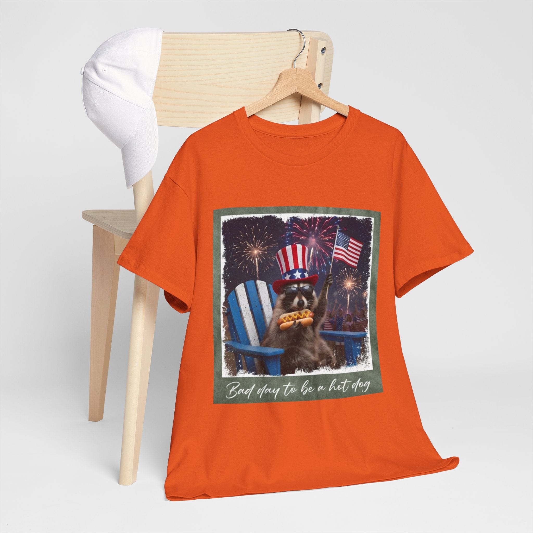 Patriotic Uncle Sam Bear T-Shirt — 'God Spares Us to Be a Hot Dog' 4th of July Tee