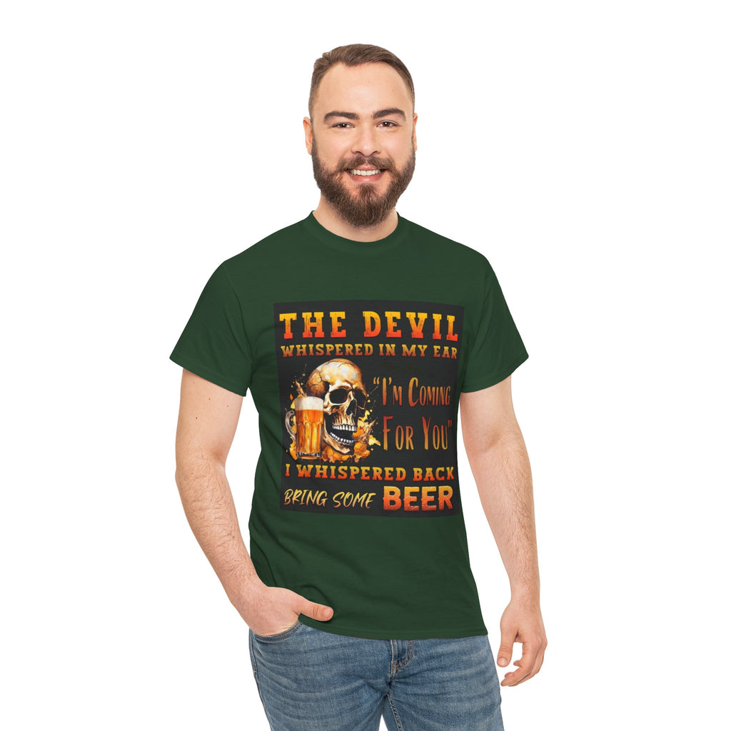 Devil Whispered T-Shirt — “I’m Coming For You” Skull Beer Graphic Tee