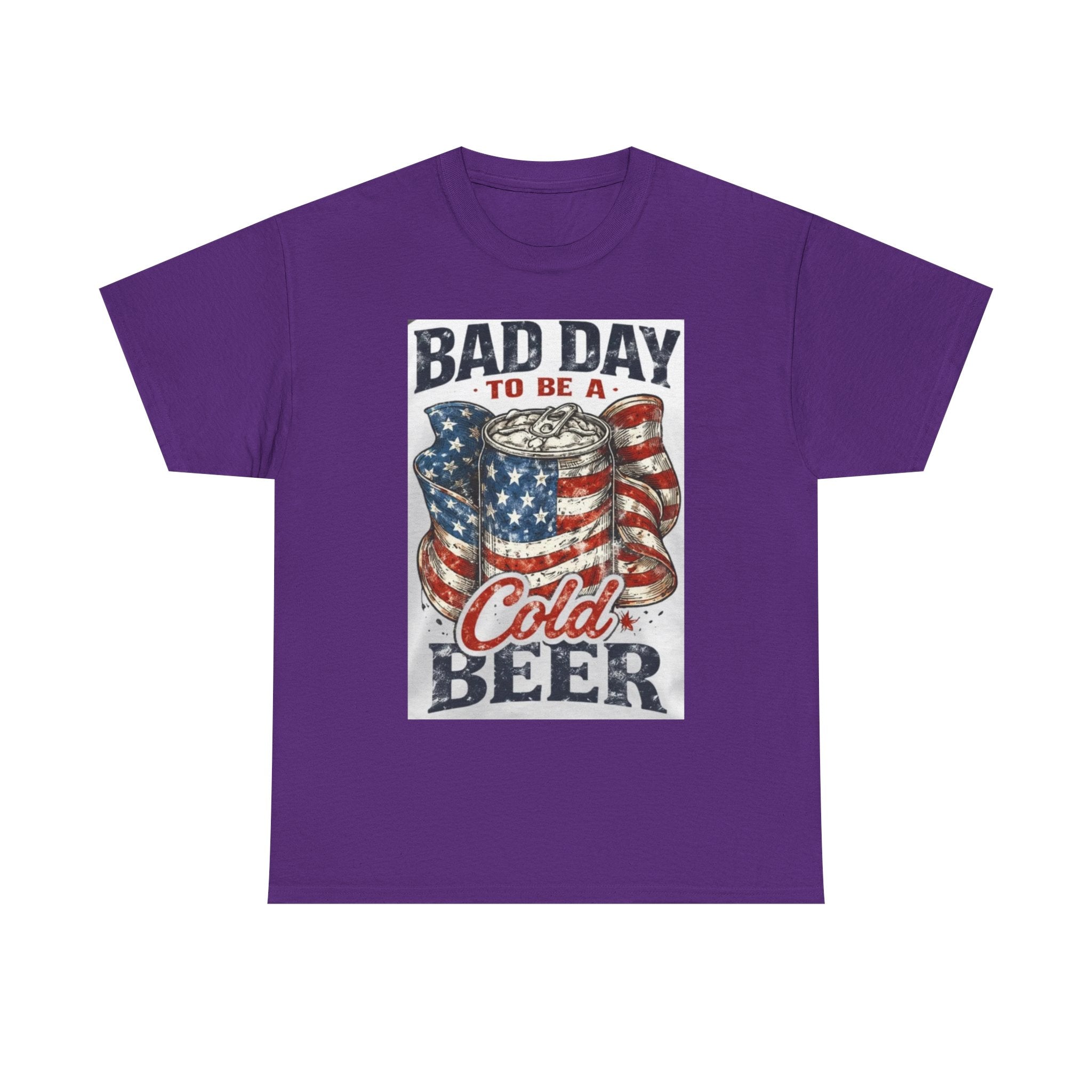 Bad Day to Be a Cold Beer T-Shirt — American Flag Beer Can Graphic Tee