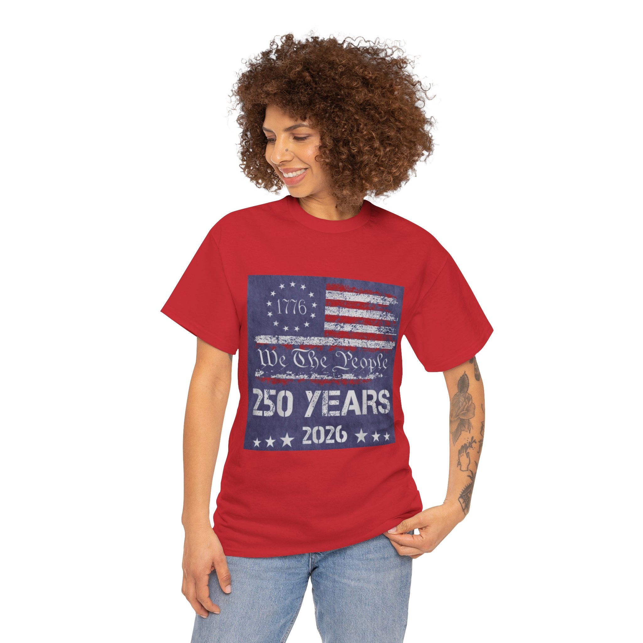 T-Shirt — Vintage 'We The People 250 Years 2026' Patriotic American Flag Tee