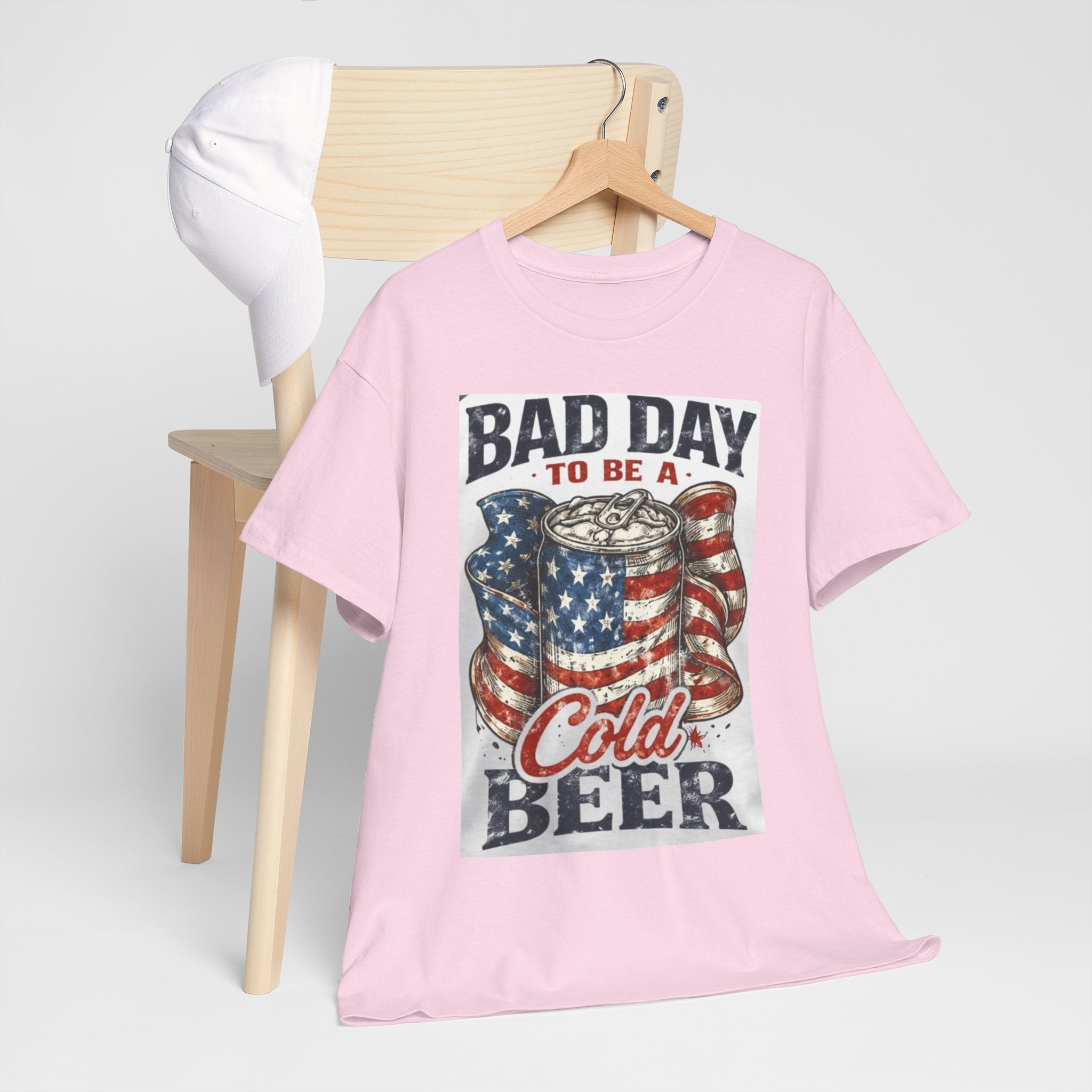Bad Day to Be a Cold Beer T-Shirt — American Flag Beer Can Graphic Tee