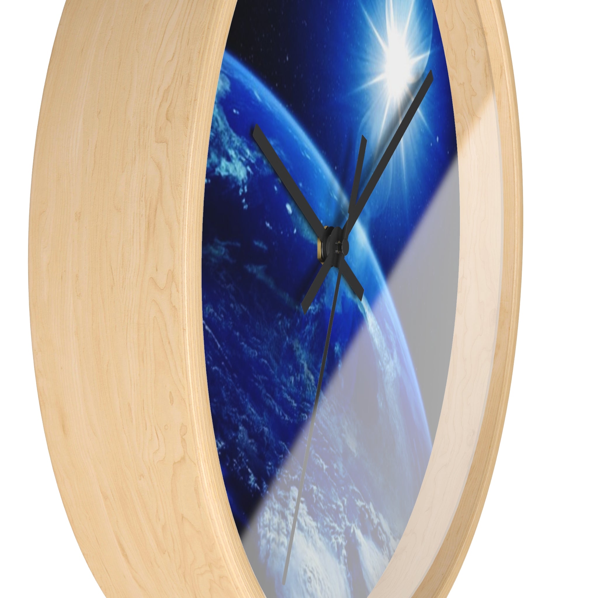 Solar Sunrise Earth Wall Clock — Blue Space Orbit Décor