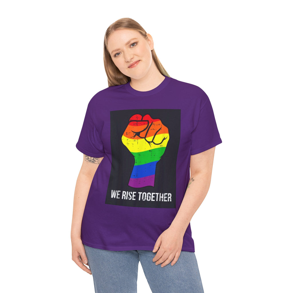 We Rise Together Rainbow Fist T-Shirt