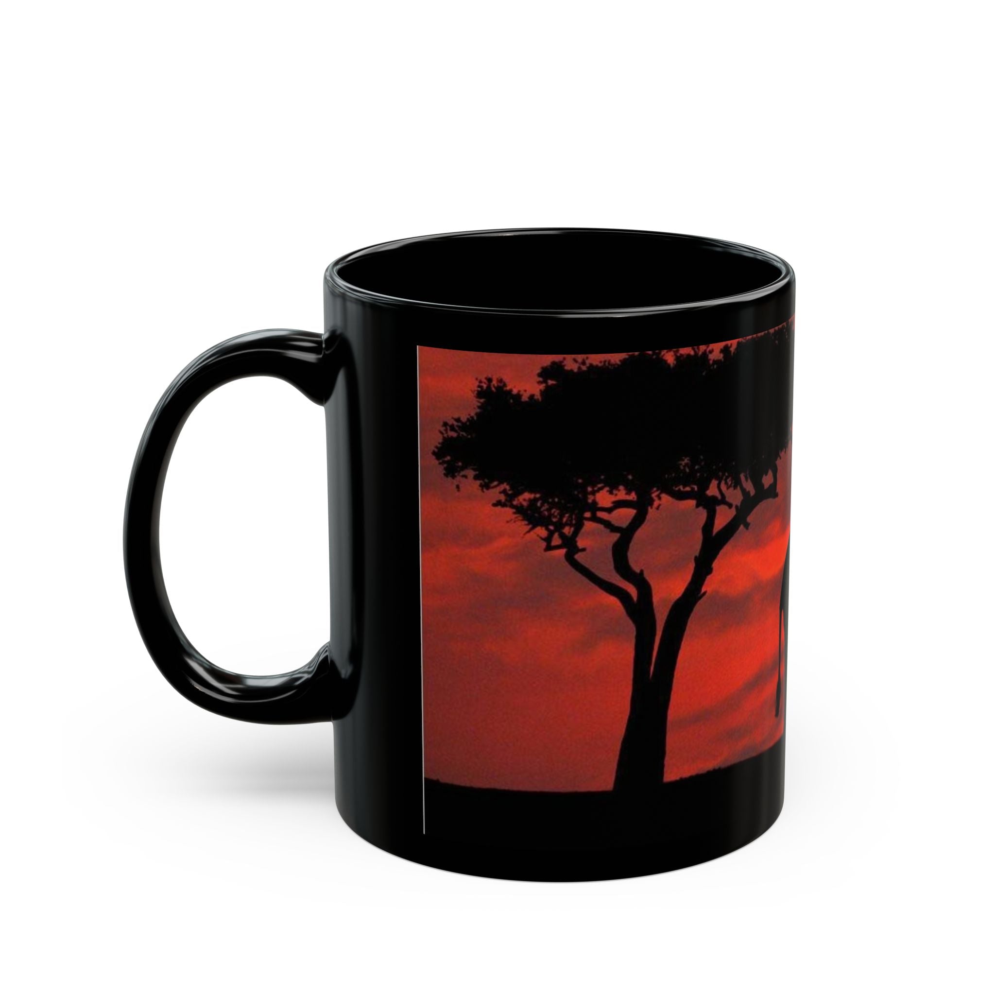 Elephant Sunset Mug — African Safari Silhouette Coffee Cup (11oz/15oz)