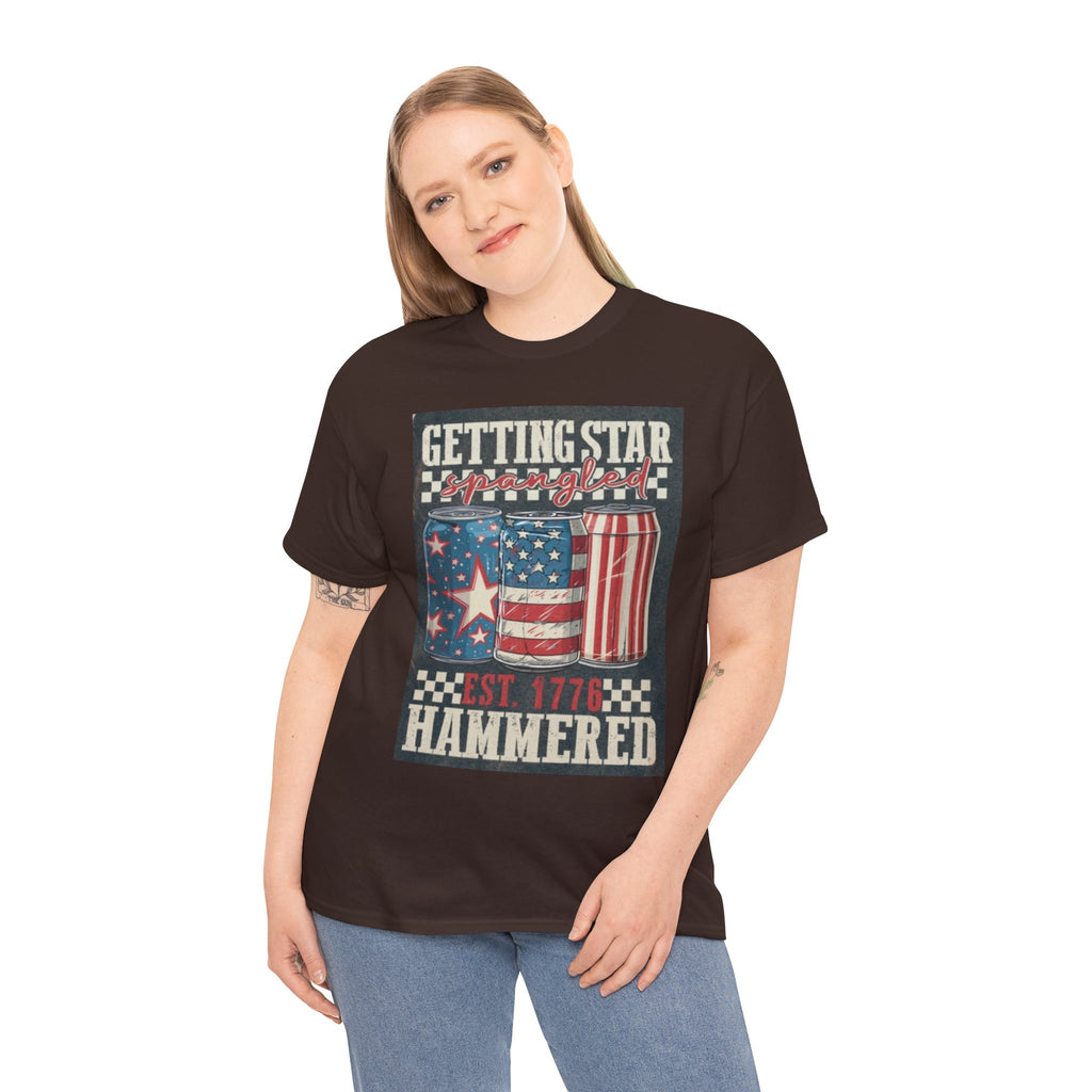 Getting Star Hammered Tee — Patriotic 4th of July Beer Can T-Shirt (Est. 1776)