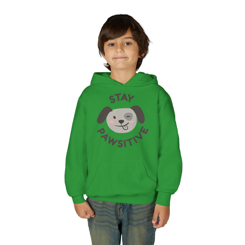 Stay Pawsitive Youth Hoodie – Cute Dog Graphic Kids Sweatshirt
