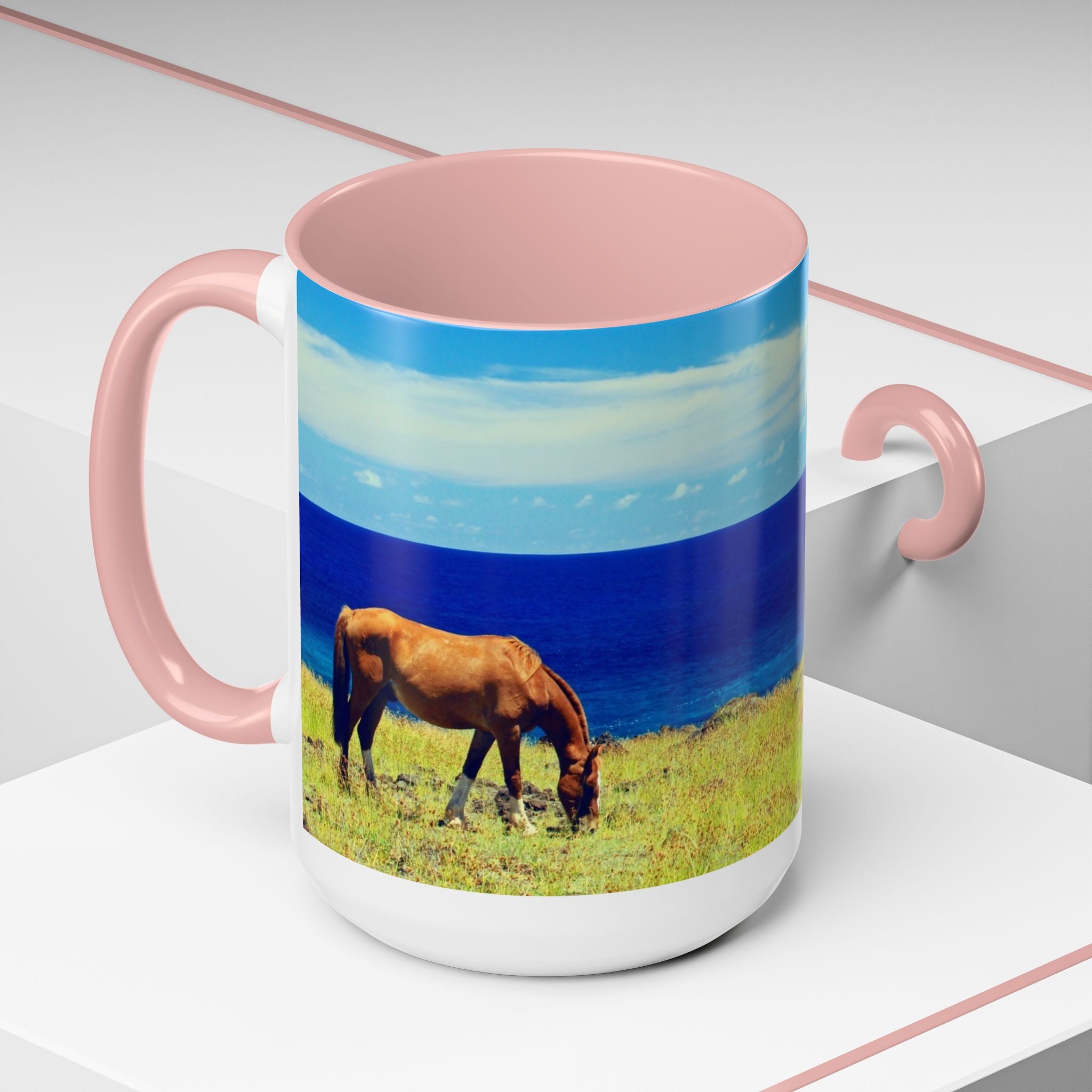 Coastal Landscape Accent Coffee Mug – Ocean View Beach Scene (11/15oz)