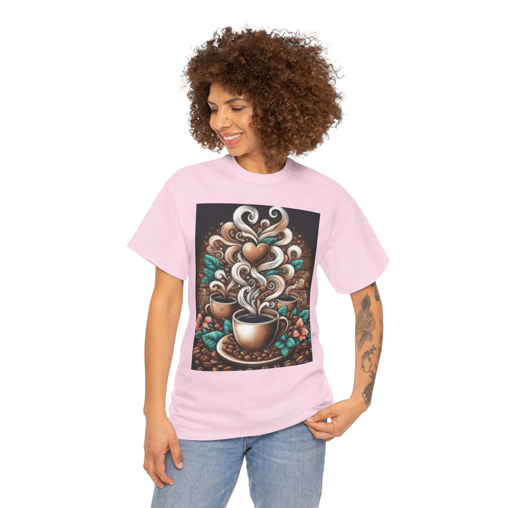 Coffee Cup T-Shirt — Whimsical Steaming Heart Coffee Design