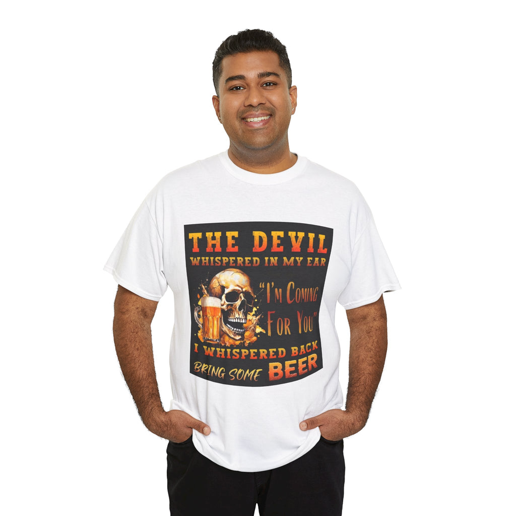 Devil Whispered T-Shirt — “I’m Coming For You” Skull Beer Graphic Tee